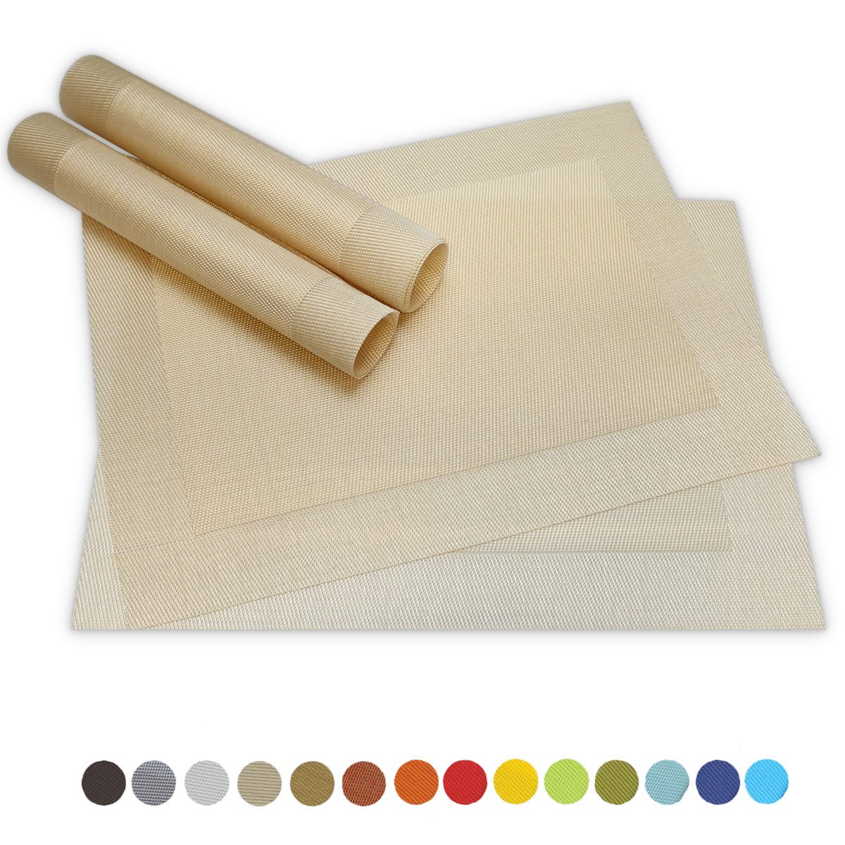 matches21 HOME & HOBBY Platzset Столовые наборы BORDA 4er Set Champagner als Tischuntersetzer, (4-St), Abwaschbare Platzsets als Tischunterlagen für Ess-Tisch Tisch-Deko