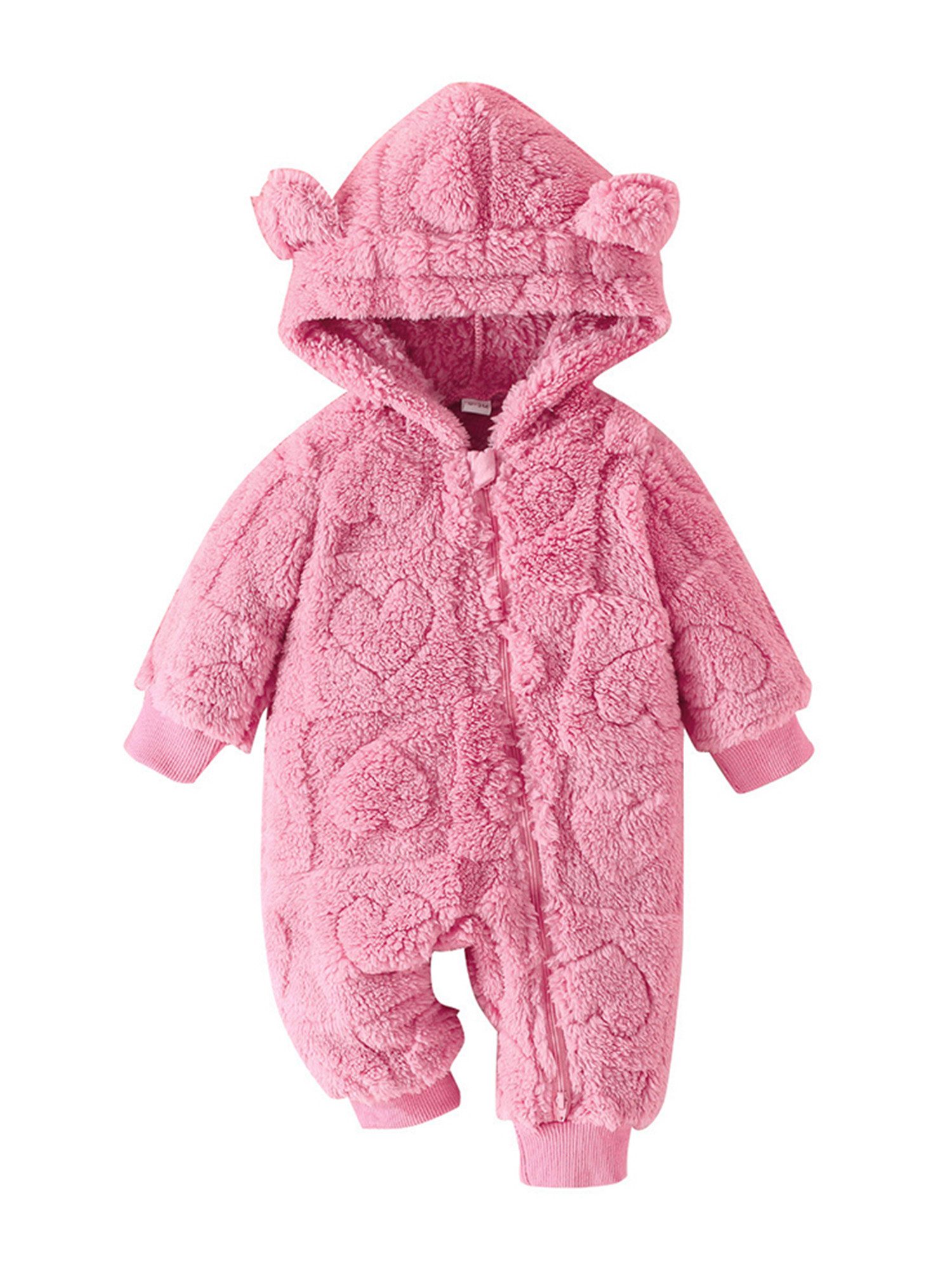 Lapastyle Ползунки Kapuzenpullover für Baby Jungen Mädchen, warmer Overall mit Herzmuster (1-tlg) Baby Ползунки mit Reißverschluss, einfarbige Kleidung