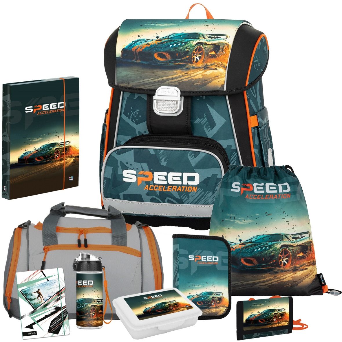 mit Brotdose Trinkflasche Sporttasche Brustbeutel Schulplaner Heftbox