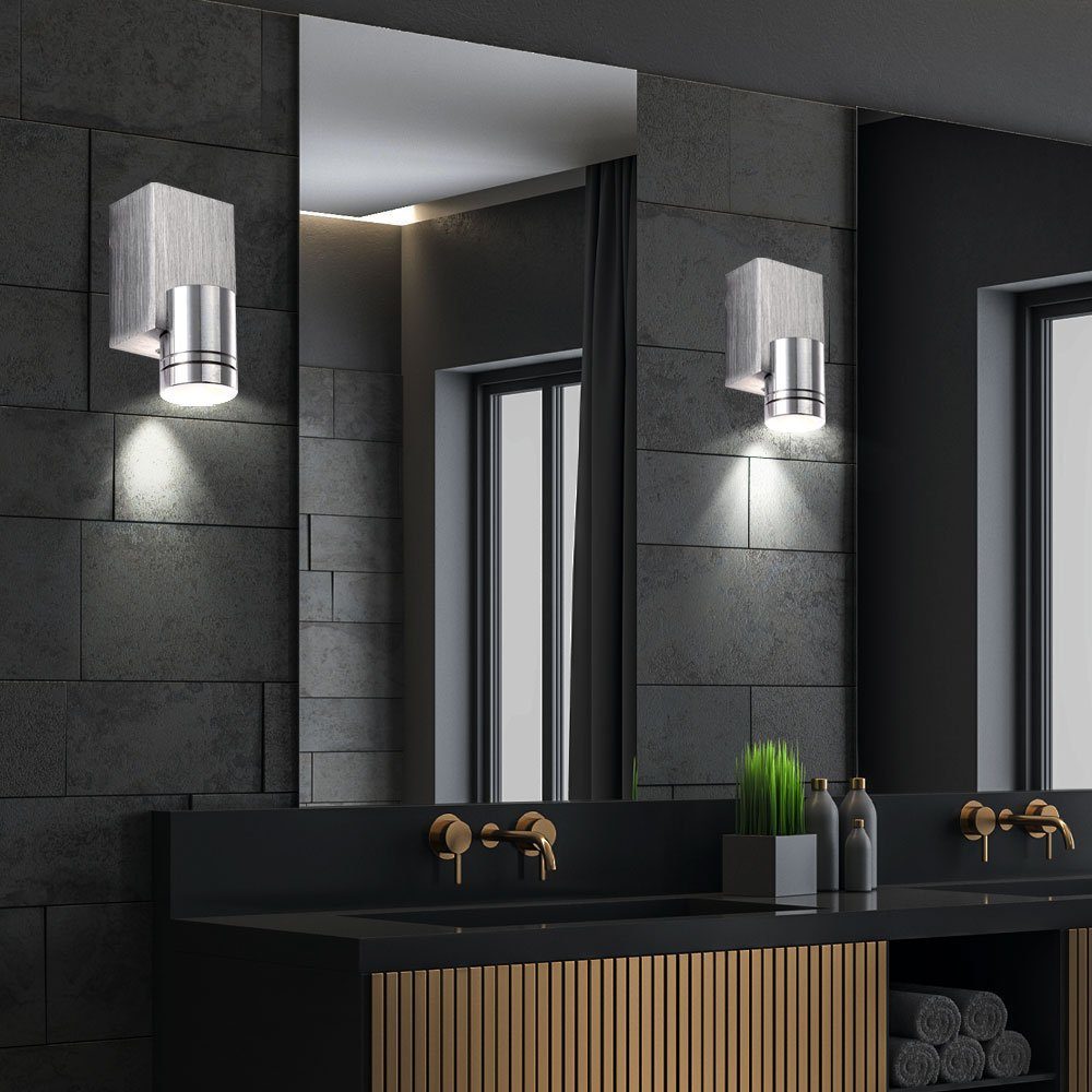etc-shop LED Wandleuchte, LED-Leuchtmittel fest verbaut, Warmweiß, Wandleuchte Aluminium Flurleuchte Wand silber Wandstrahler Wohnzimmer