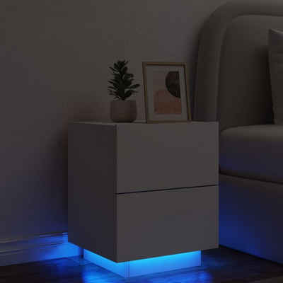 vidaXL Nachttisch Nachttisch mit LED-Leuchten Weiß Holzwerkstoff (1-St)