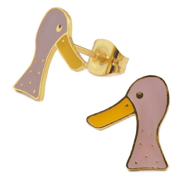Monkimau Paar Ohrstecker Enten Ohrringe vergoldet Mädchen Ohrstecker (Packung) CN11065