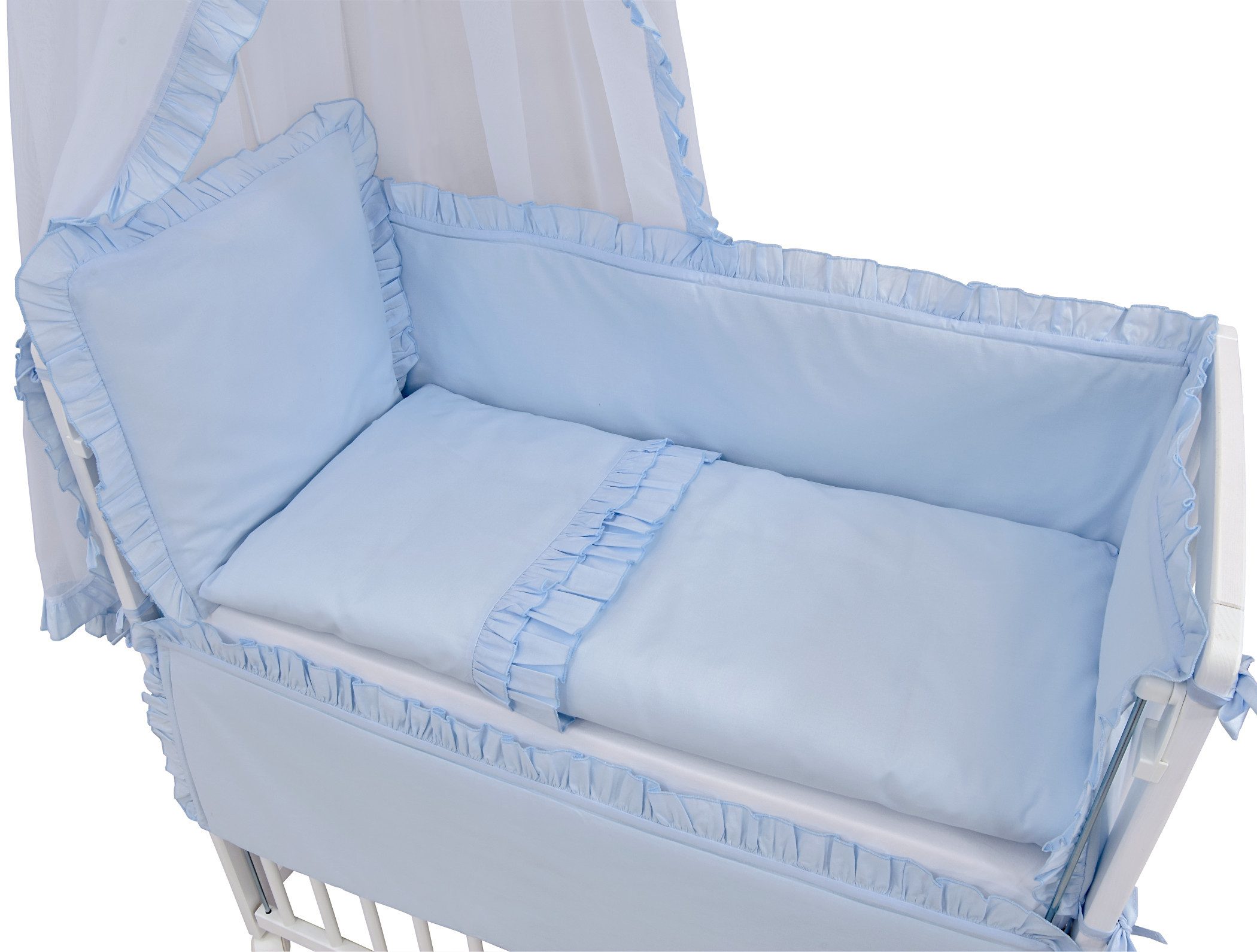 Baby-Delux Beistellbett Babybett Royal Blau Rüsche, Stillbett 90x40 weiß hö günstig online kaufen