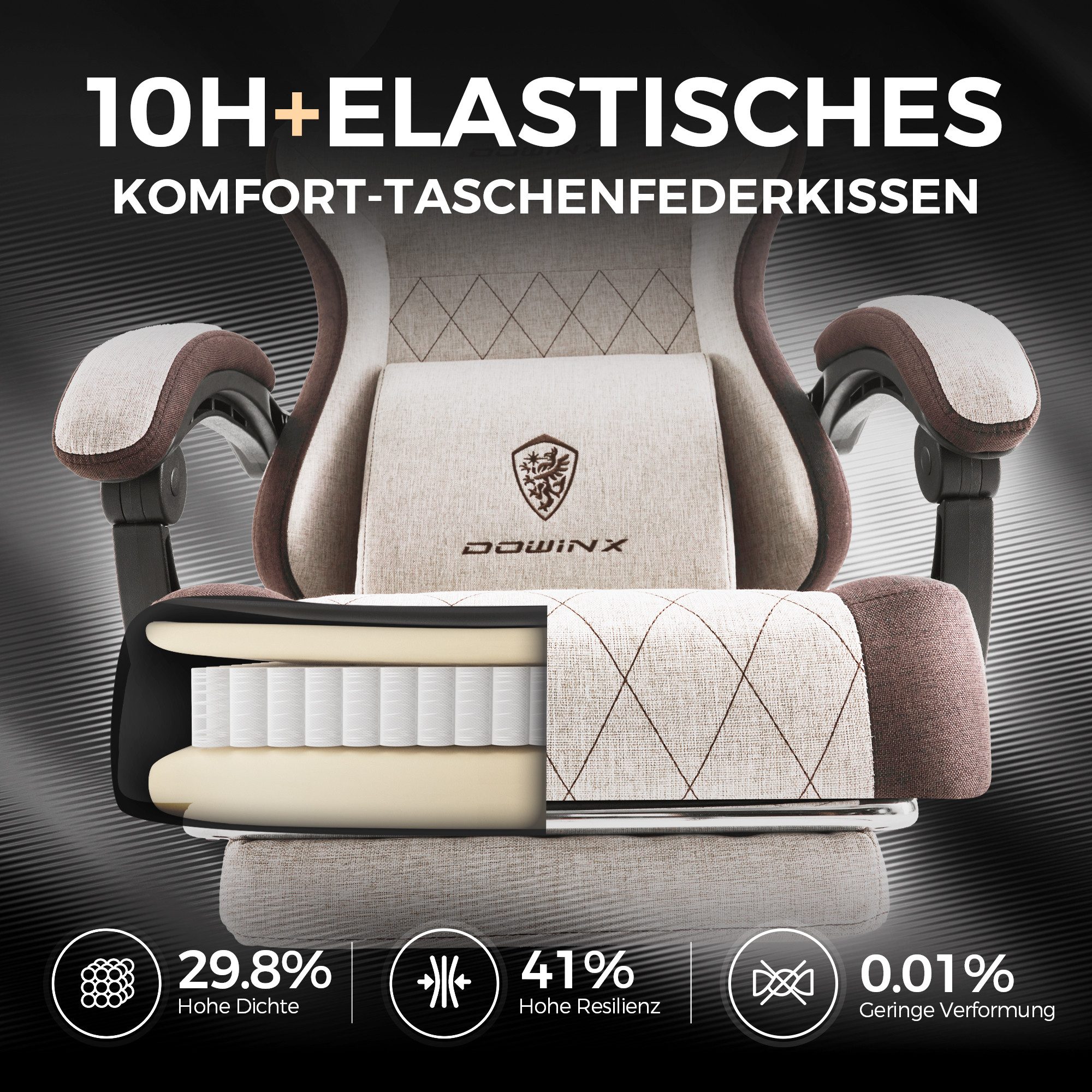 Dowinx Gaming-Stuhl Massage Lendenwirbelstütze Bürostuhl mit Fußstütze für Erwachsene (Packung), Ergonomischer Gaming Sessel Groß und Hoch für Office Gaming 135KG