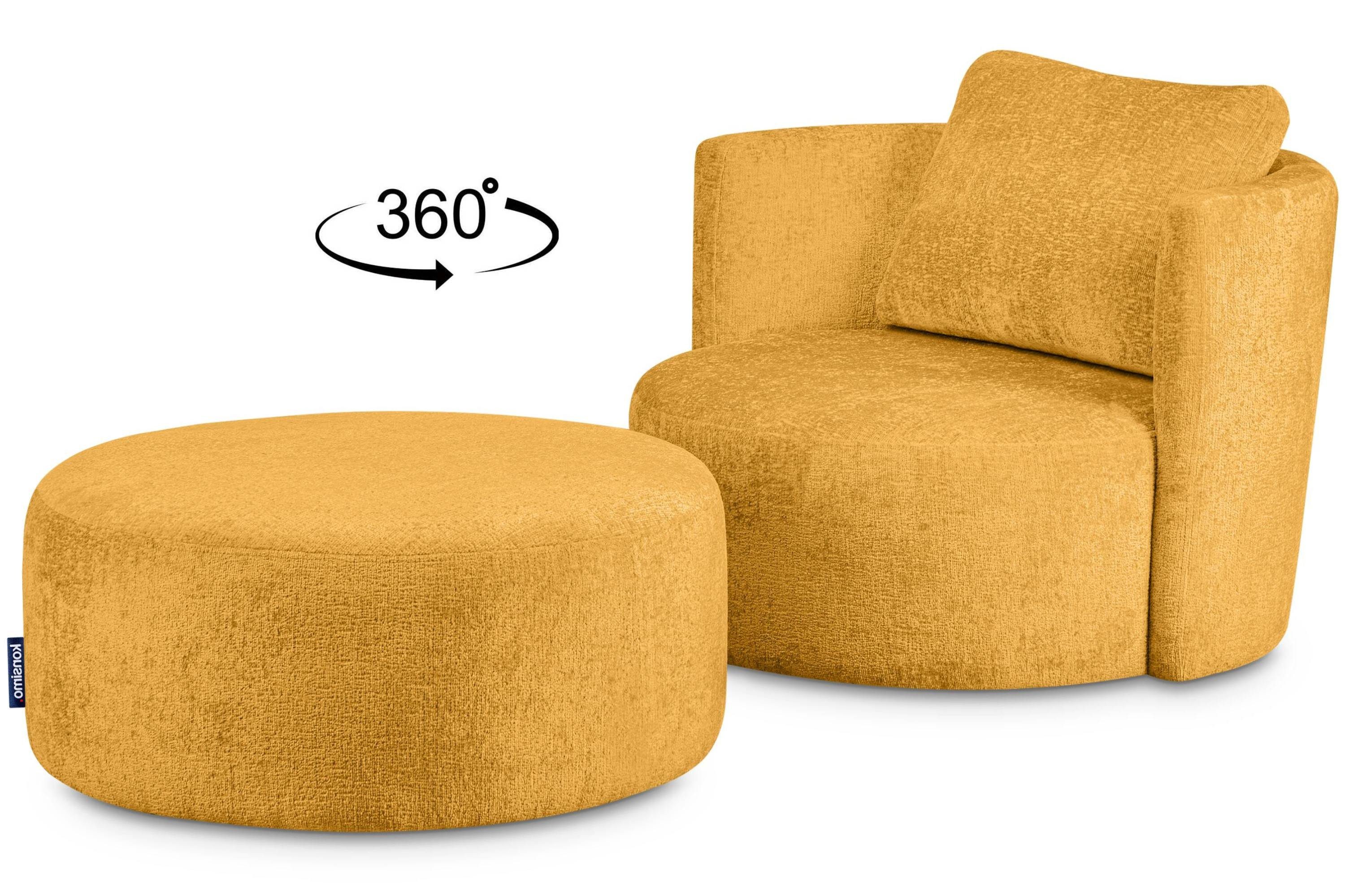 Konsimo Drehsessel RAGGI Sessel mit Sitzhocker, mit 360° Drehfunktion, komfortables Sitzen, Chenille