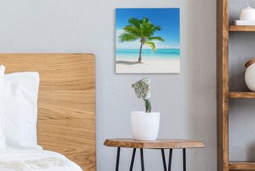 OneMillionCanvasses® Leinwandbild Palme - Strand - Meer - Sommer, (1 St), Leinwand Bilder für Wohnzimmer Schlafzimmer