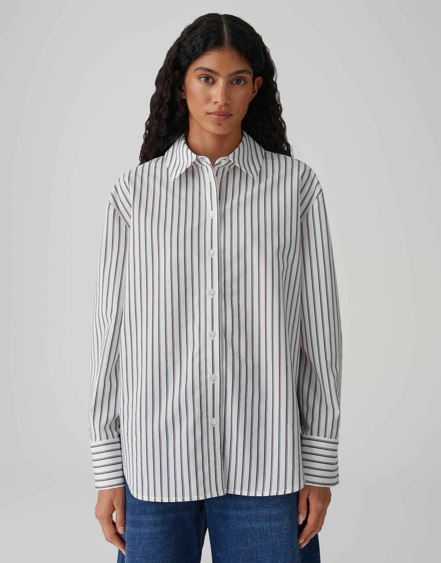 OPUS Langarmbluse FAPO aus nachhaltigem Tencel™ Mix Weite Passform, gerader Schnitt, Hemdblusenkragen