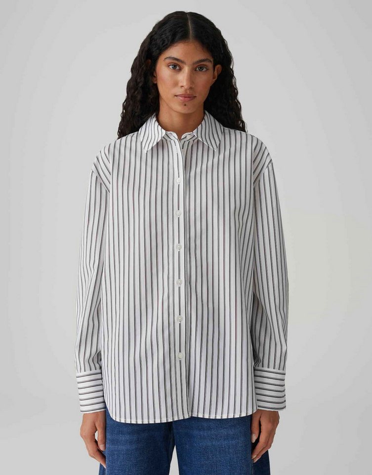 OPUS Langarmbluse FAPO aus nachhaltigem Tencel™ Mix Weite Passform, gerader Schnitt, Hemdblusenkragen