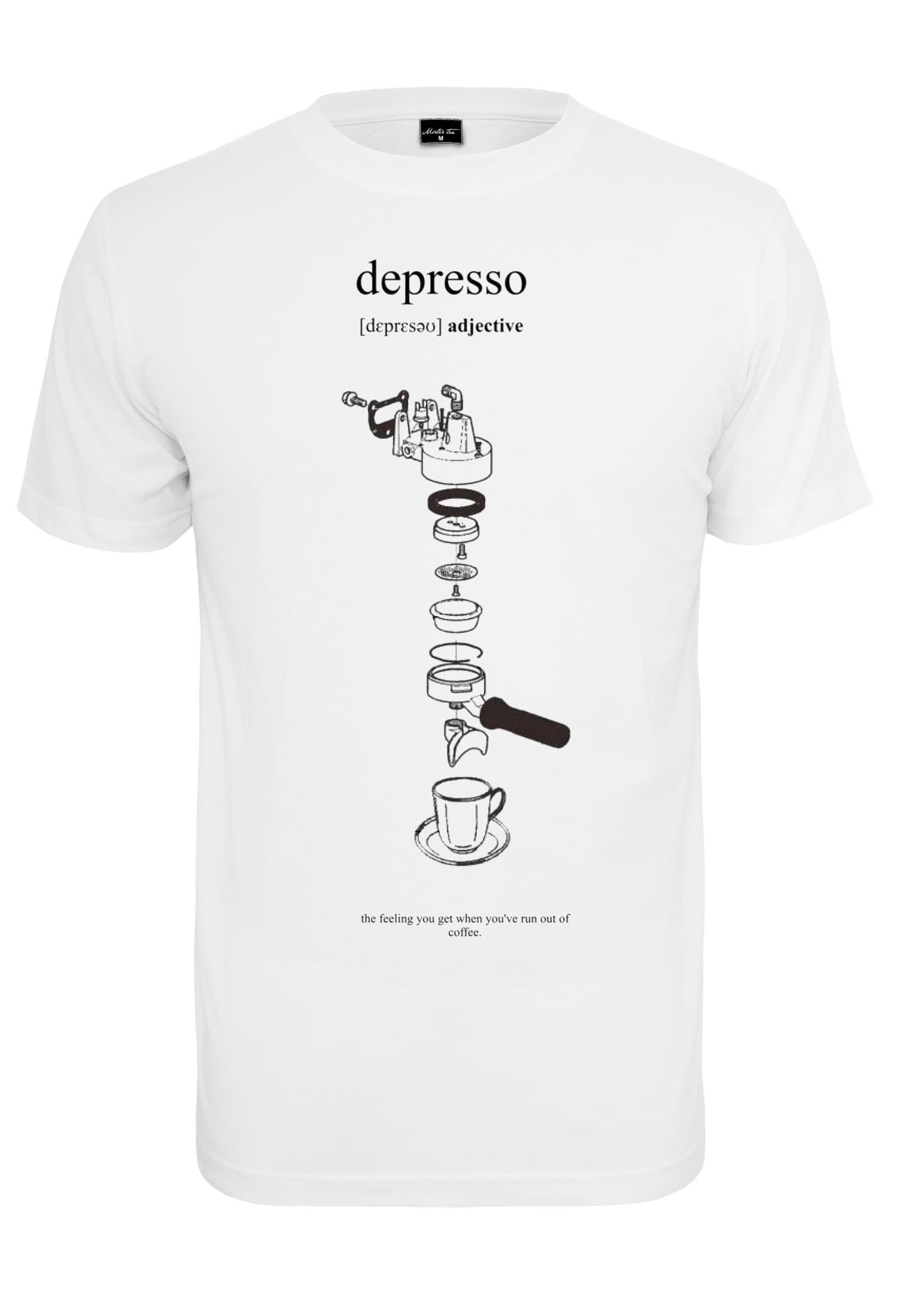 (1-tlg) MisterTee Tee Herren white Depresso Kurzarmshirt