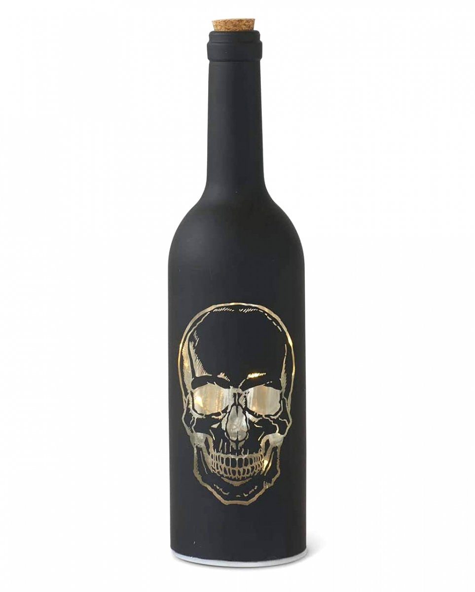 mit Dekofigur Motiv Horror-Shop Totenkopf LED Schwarze Flasche