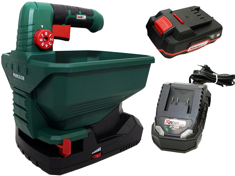 Parkside Handstreuer 20V Akku Universalstreuer PUSA 20 (inkl. 2Ah Akku), 500 cm Arbeitsbreite, 3,3 l Füllmenge, inkl. Akku (2Ah) und Ladegerät (2,4A)