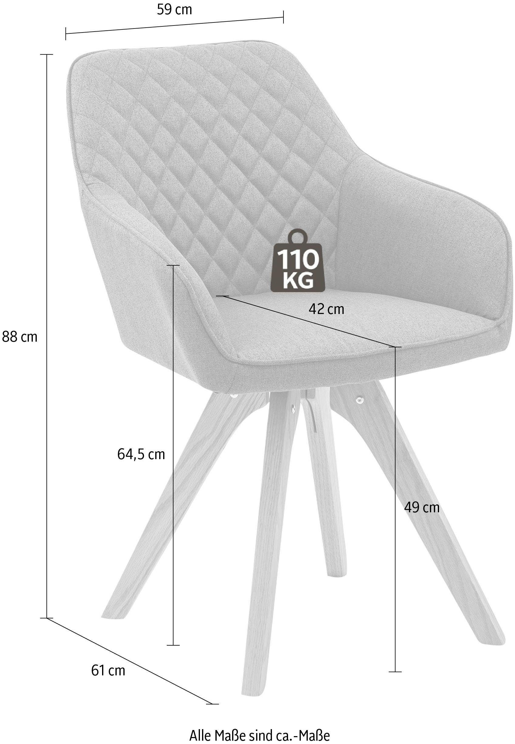 mit Esszimmerstuhl Rückenlehne der St), grau (Set, auf SalesFever 2 Diamantsteppung