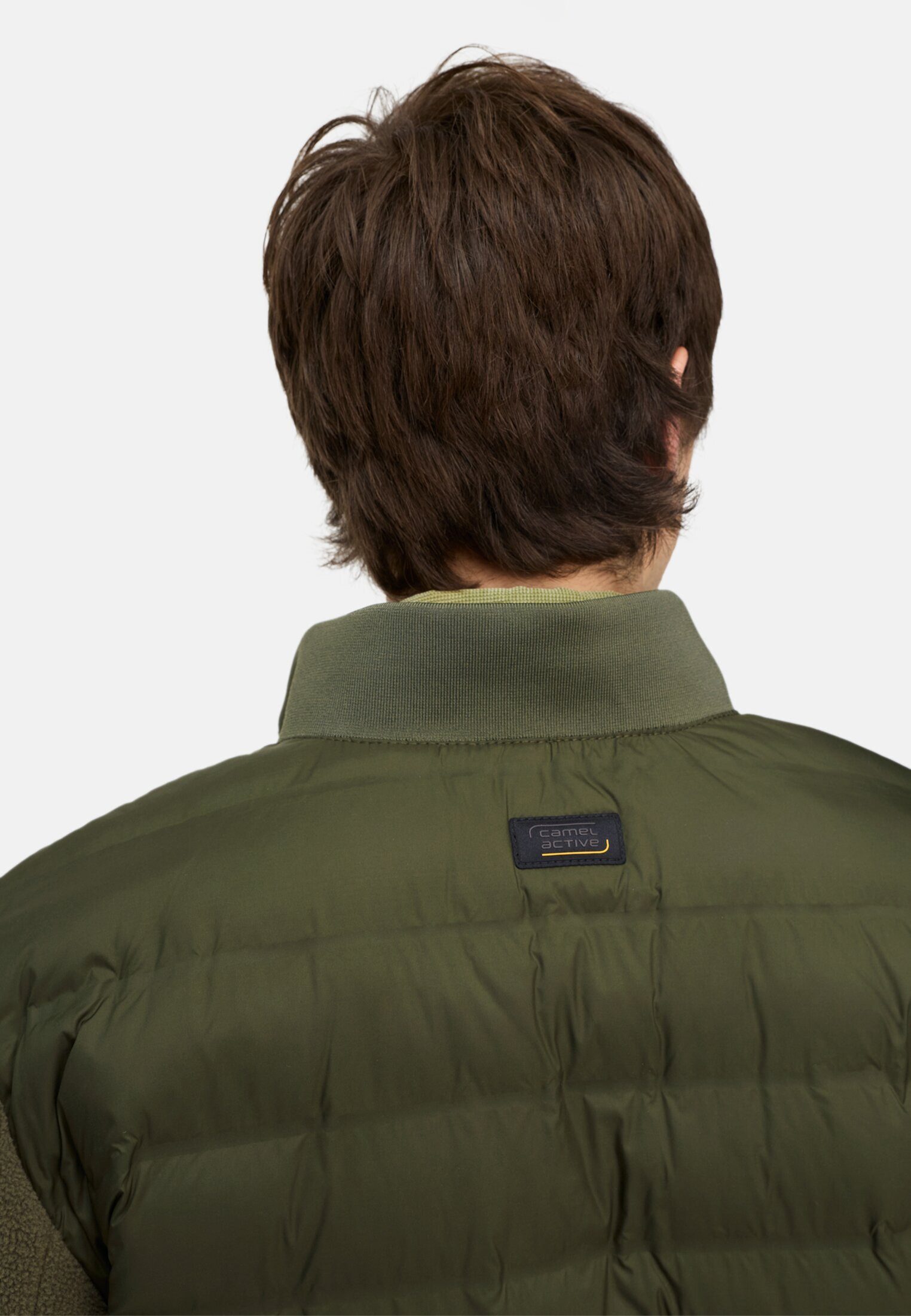 camel active Blouson im Stepp-Fleece-Mix Langarm Markenlabel
