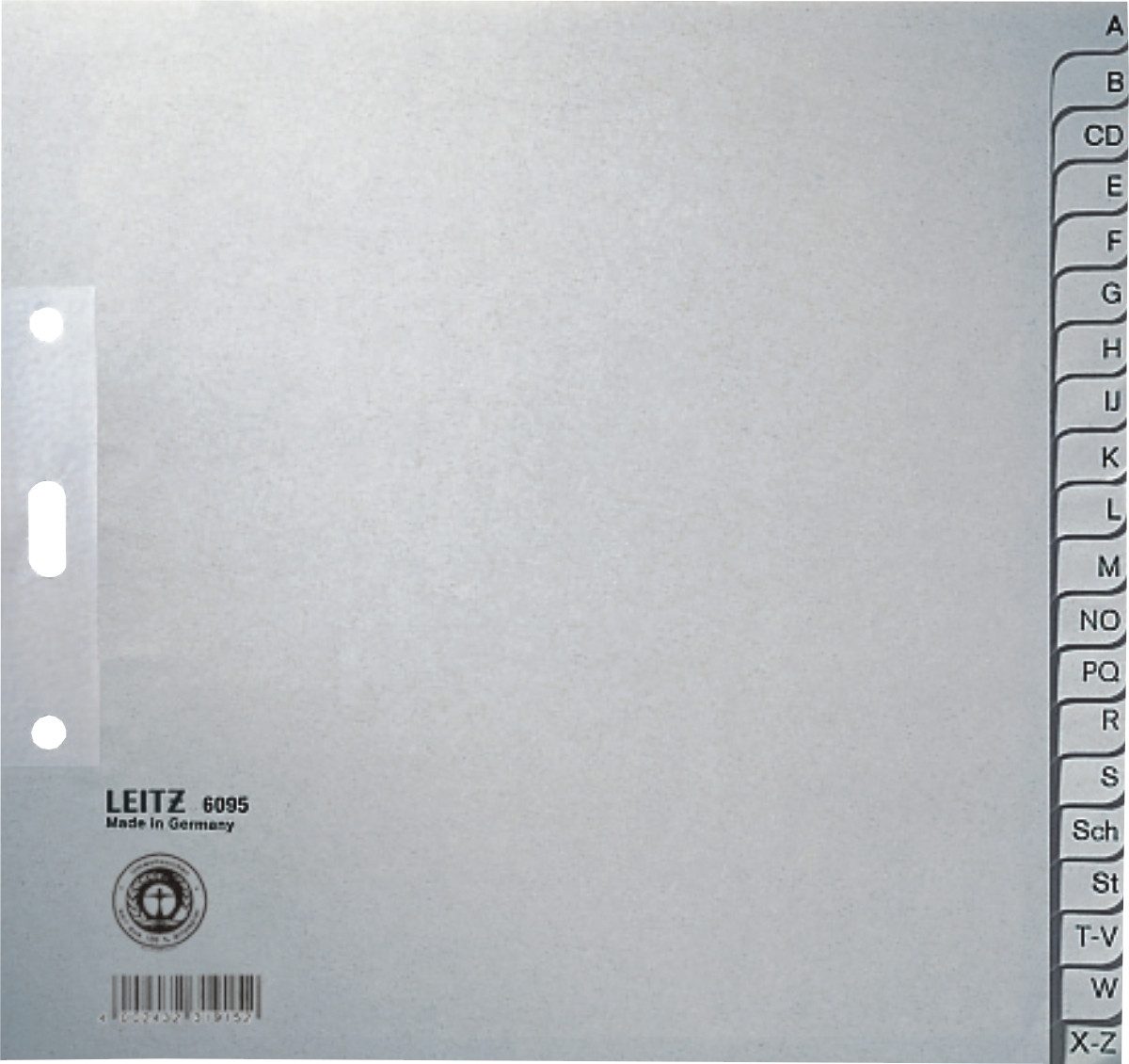 LEITZ Aktenordner Papierregister A4 1/2 Höhe A-Z grau