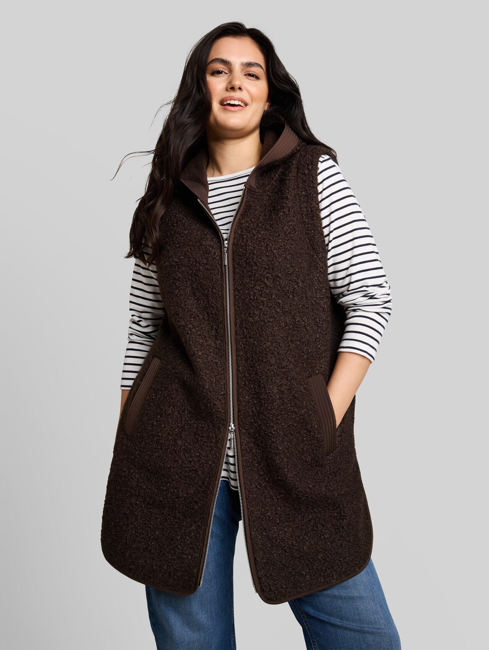 TOM TAILOR PLUS Sweatjacke Strick & Sweatshirts Plus Size - Longstyle Teddy Weste