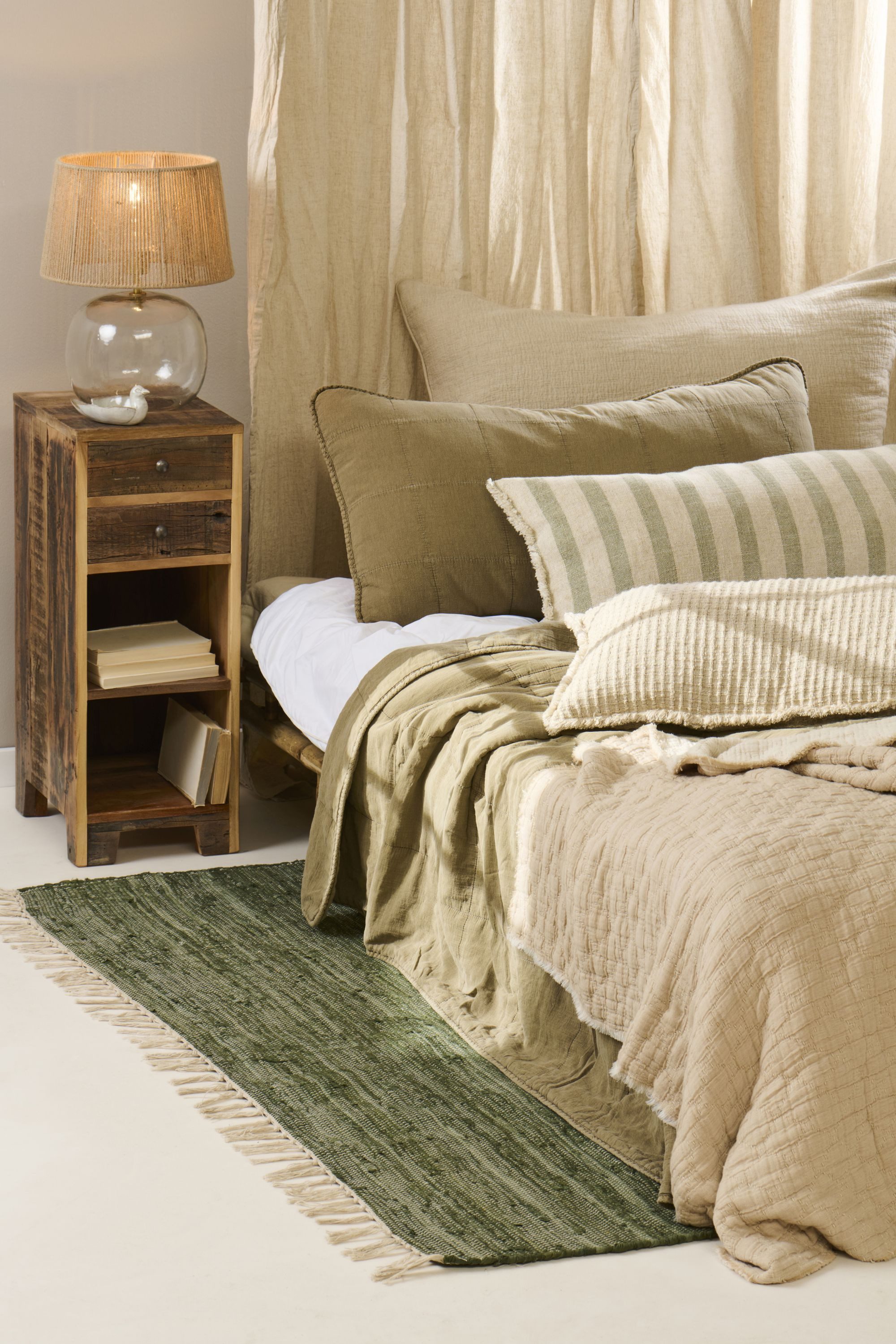 Ib Laursen Teppich Ib Laursen - Teppich Flickenteppich Läufer 170x200cm Oliven Grün