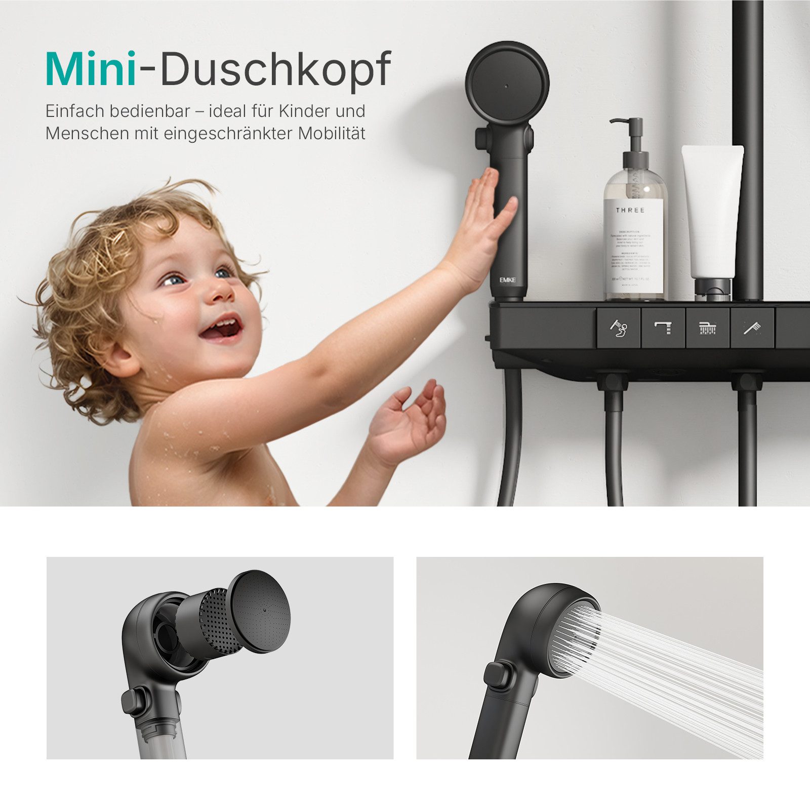 EMKE Duschsystem Regendusche Brausegarnitur mit Thermostat mit und Temperat günstig online kaufen