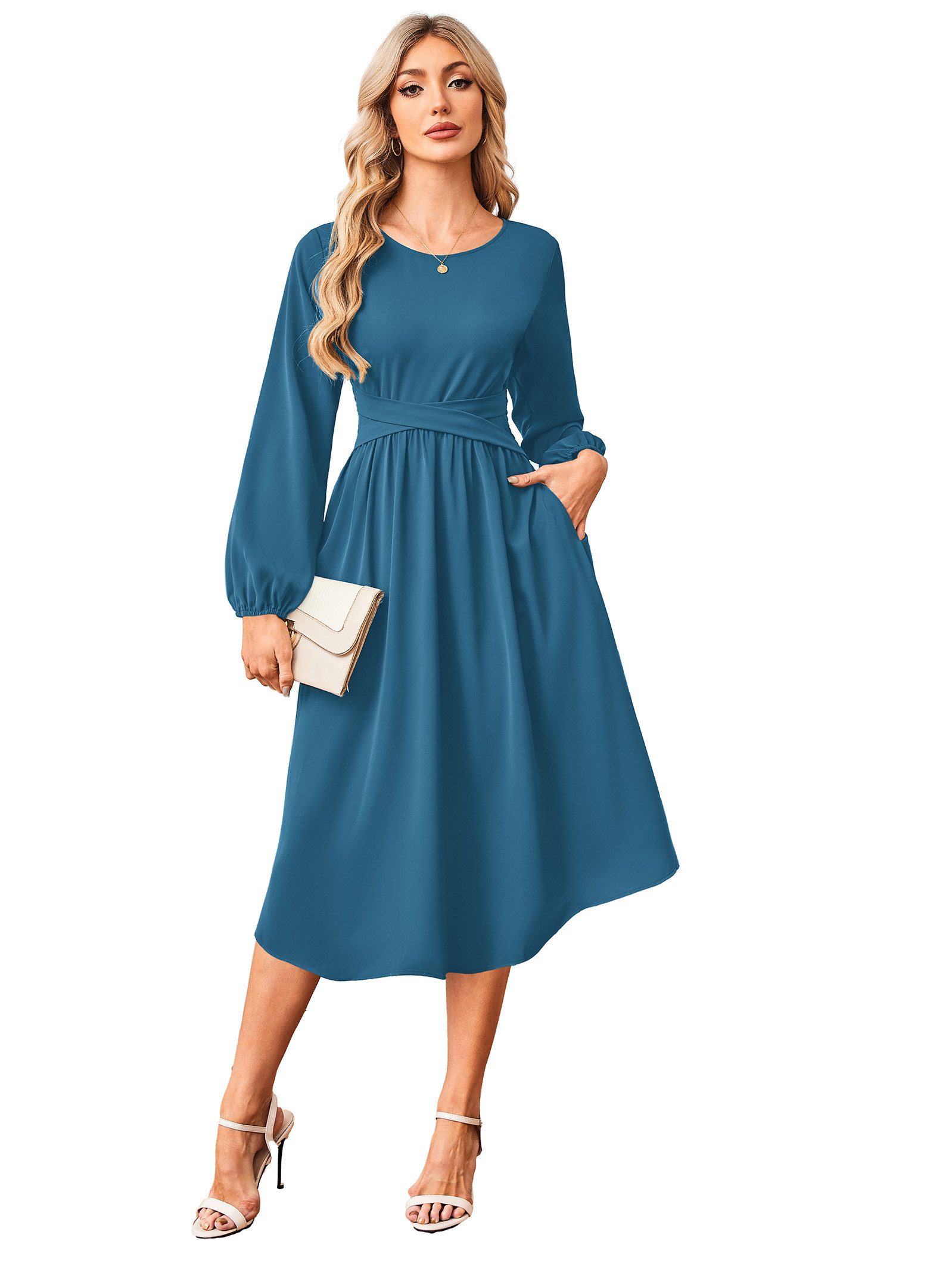 Beluring Midikleid Pfauenblaues französisch inspiriertes elegantes günstig online kaufen