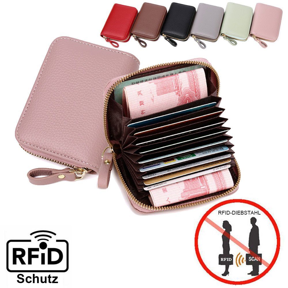 VIVIHEYDAY Mini Geldbörse Geldbörsen, Leder Geldbörse (Smart wallet mit RFID-Schutz (Men's Wallet, Mini Portemonnaie Herren,Geldbörse mit Münzfach, Slim Portmonnaie Clip, Kreditkartenetui Herren Damen mit Geldbeutel, Kartenetui Herren Damen), Kreditkartenetui Smart Wallet mit Kartenetui + Münzfach Portmonee