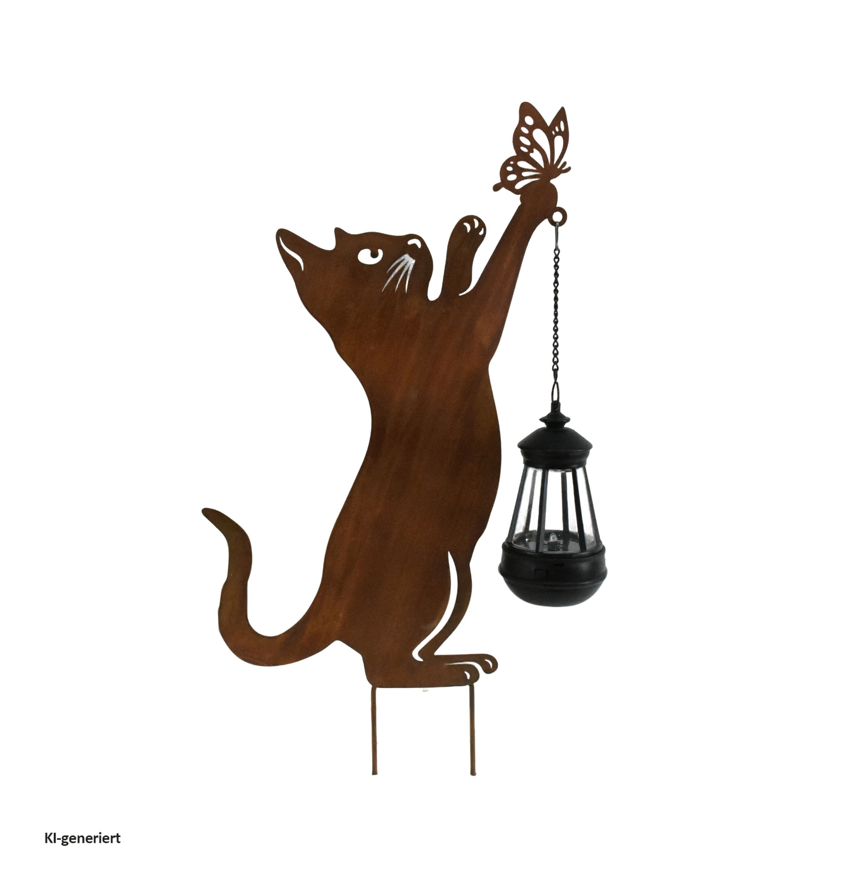 HTI-Living Gartenfigur Gartenstecker Katze Metall Rostoptik mit Lampe dekorative Gartendeko, (1 Stück, 1 Gartenstecker ohne Dekoration) – Bild 4 von 5