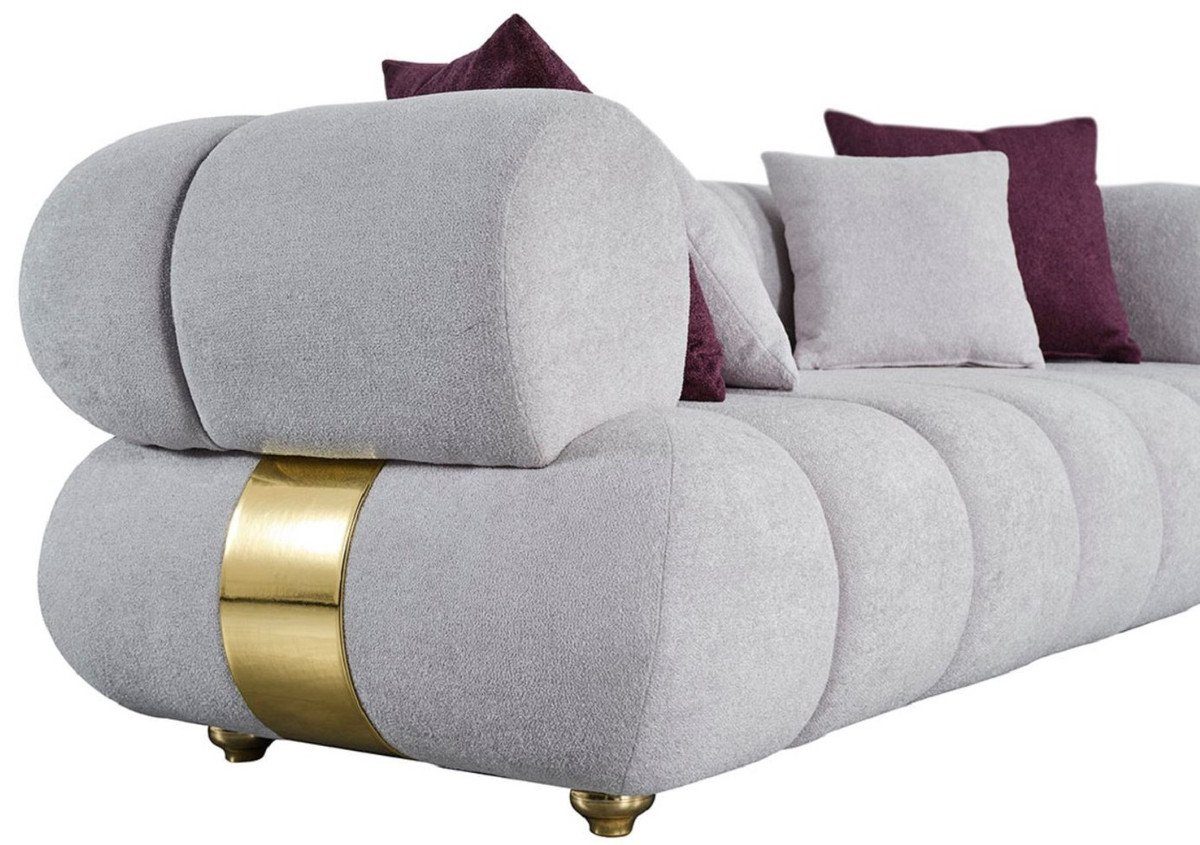 Casa Padrino 3-Sitzer Luxus Luxus Sofa - Kollektion Wohnzimmer Wohnzimmer Gold 3er - Modernes - Moderne Sofa Grau / Möbel