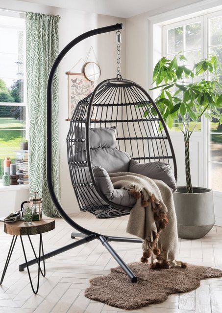 DESTINY Hängesessel Coco Relax, Polyrattan/Alu, inkl. Sitz- und Rückenkissen