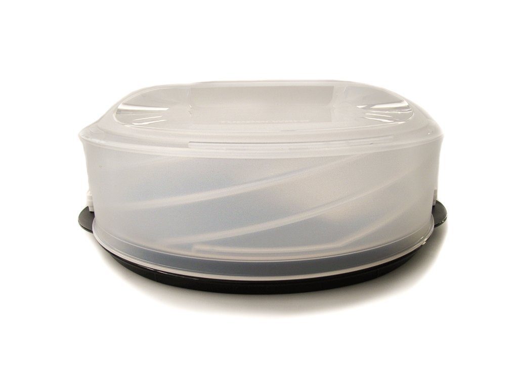 TUPPERWARE Kuchenplatte Exclusiv Tortentwist schwarz Tortenbehälter, Tortenplatte