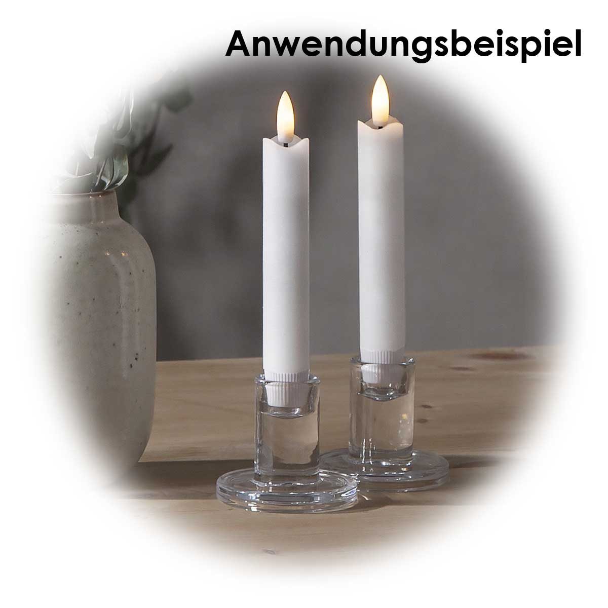 STAR TRADING LED-Kerze LED Stabkerzen "Flamme", 2er Set, weiß, 15x2cm, warmweiß – Bild 5 von 5