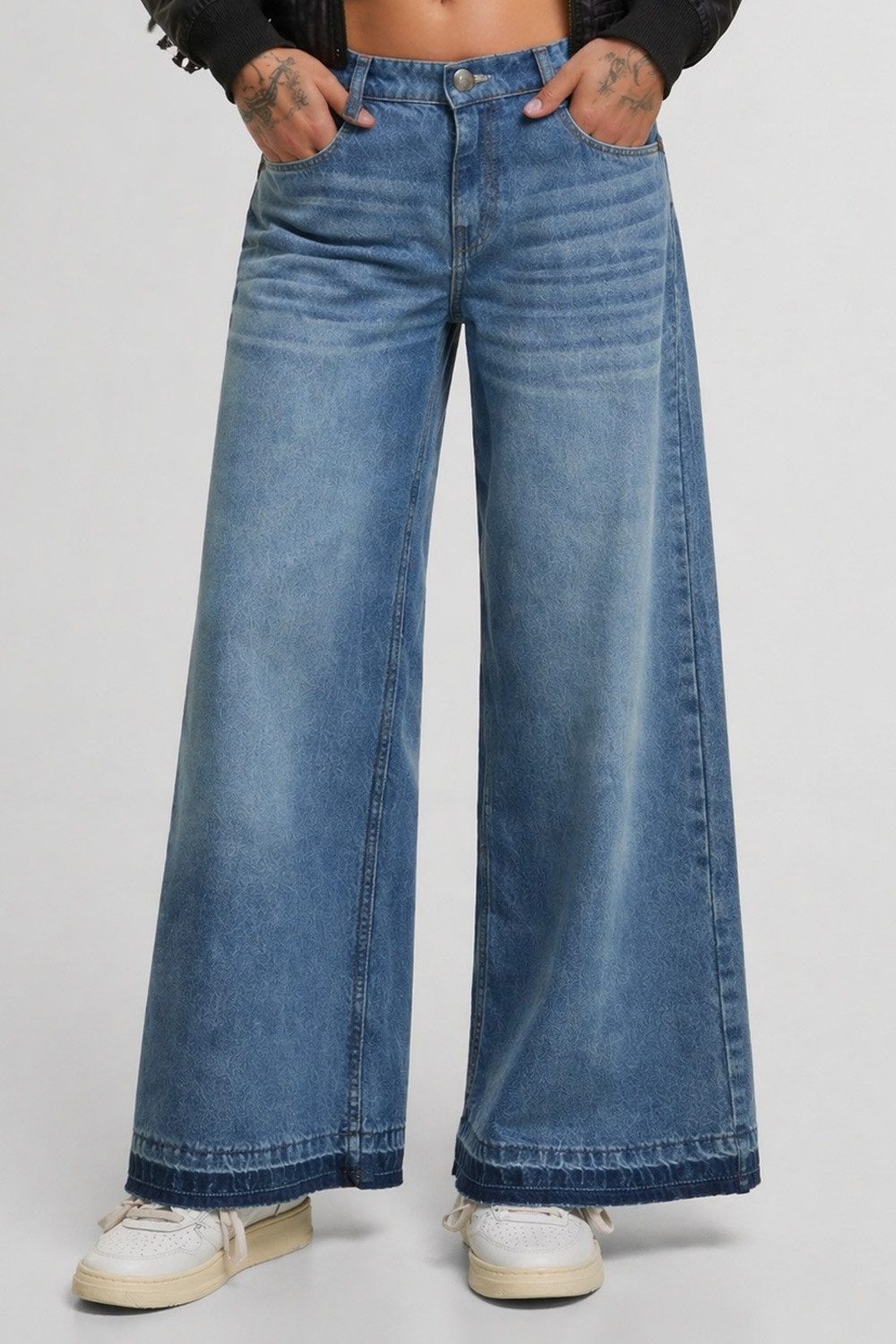 urbandreamz Weite Jeans Damen Wide Leg Jeans Hose mit hoher Taille Retro Pant High Waist Weit geschnitten, robuster Jeansstoff, Baggy