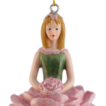 ROSEMARIE SCHULZ Heidelberg Dekofigur Blumenmädchen Pfingstrose zum Hängen Dekohänger Kunstblume, Handbemalte Figur aus Polyresin