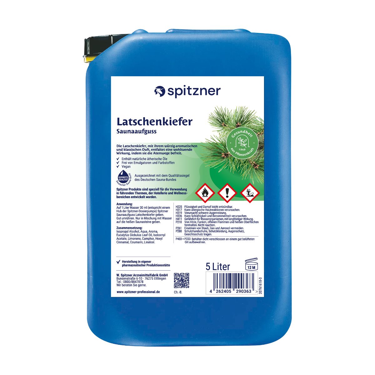 Spitzner Aufgusskonzentrat Spitzner Saunaaufguss - Latschenkiefer 5L, 190 ml