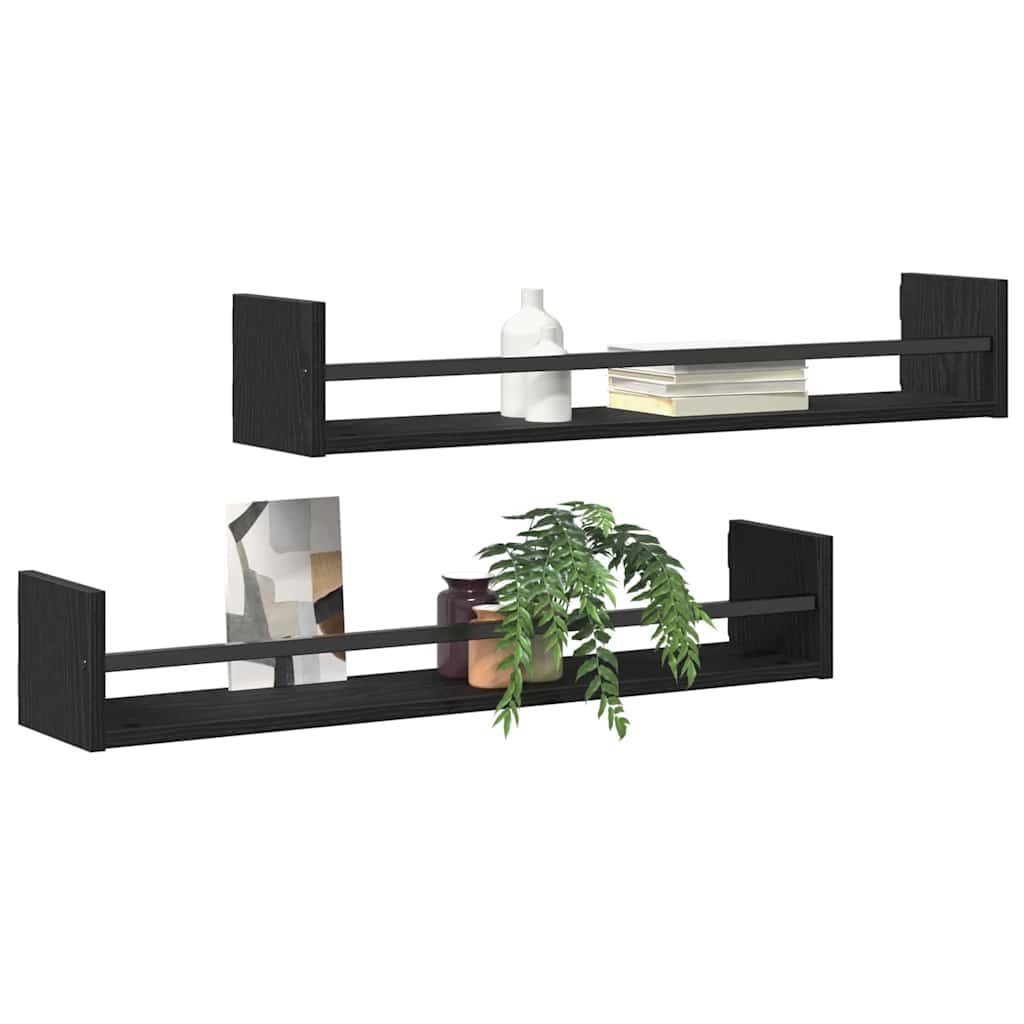 vidaXL Regal Wandregal 2 pcs Schwarz Eichen-Optik 80 x 16 x 14 cm, 2-tlg. günstig online kaufen