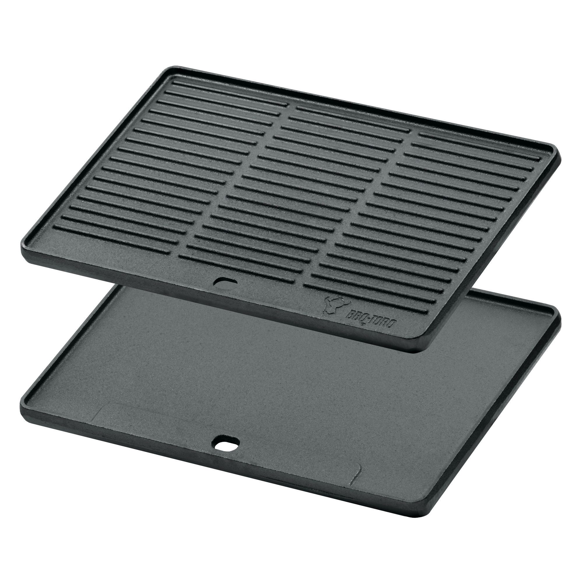 BBQ-Toro Grillplatte Gusseisen Grillplatte 41,5 x 27,5 cm, Wendeplatte, preseasoned, beidseitig verwendbar