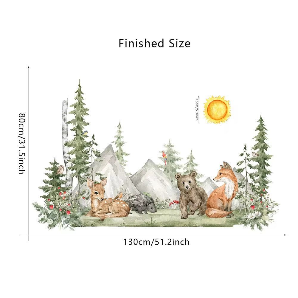 Montegoni Wandtattoo Handgemalte XXL Wandaufkleber mit Tieren im Wald-Stil günstig online kaufen