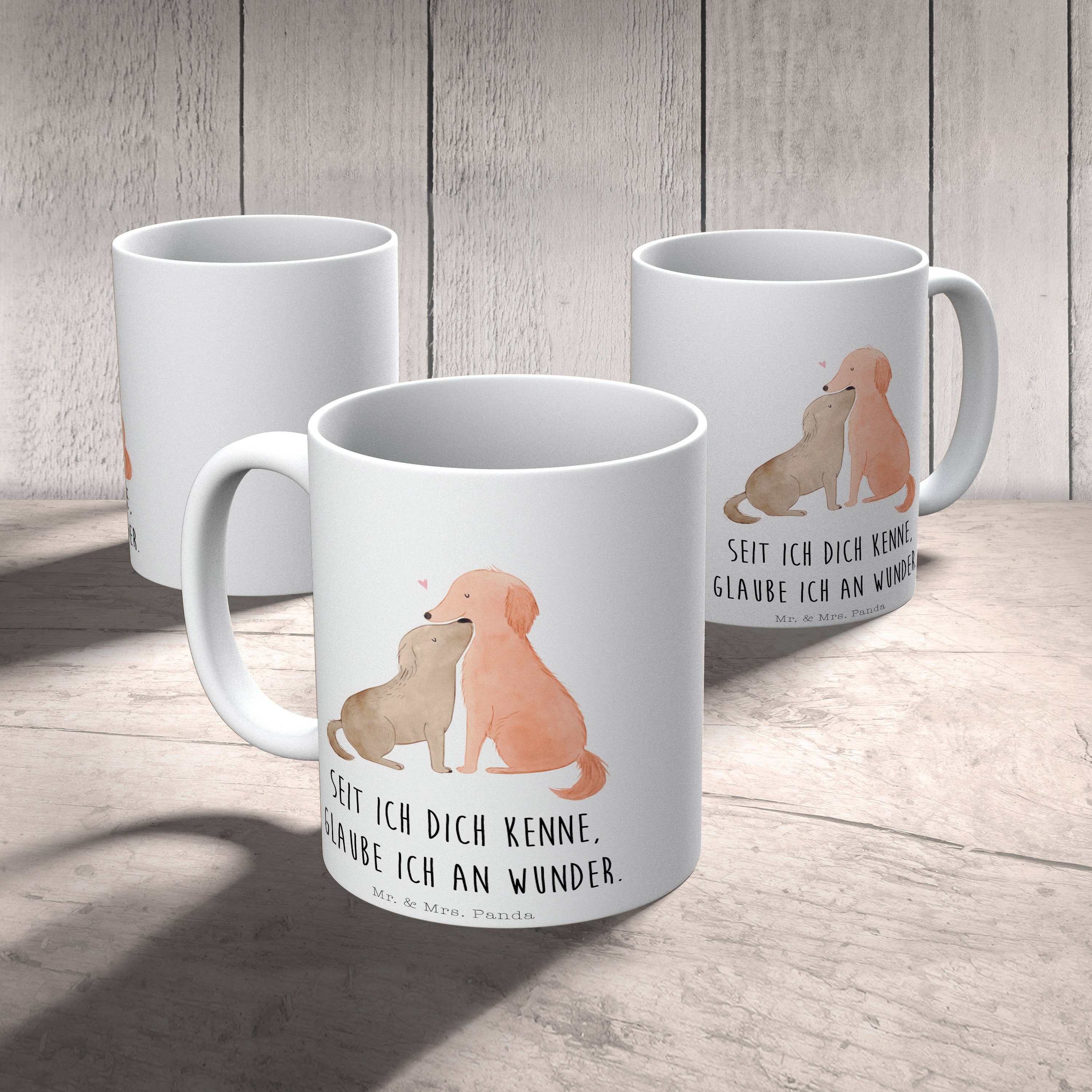 Geschenk, Vierbeiner, - Keramik Tasse B, Mrs. - Hunde Weiß Tasse, Kuss, Mr. Hunderasse, Panda & Liebe