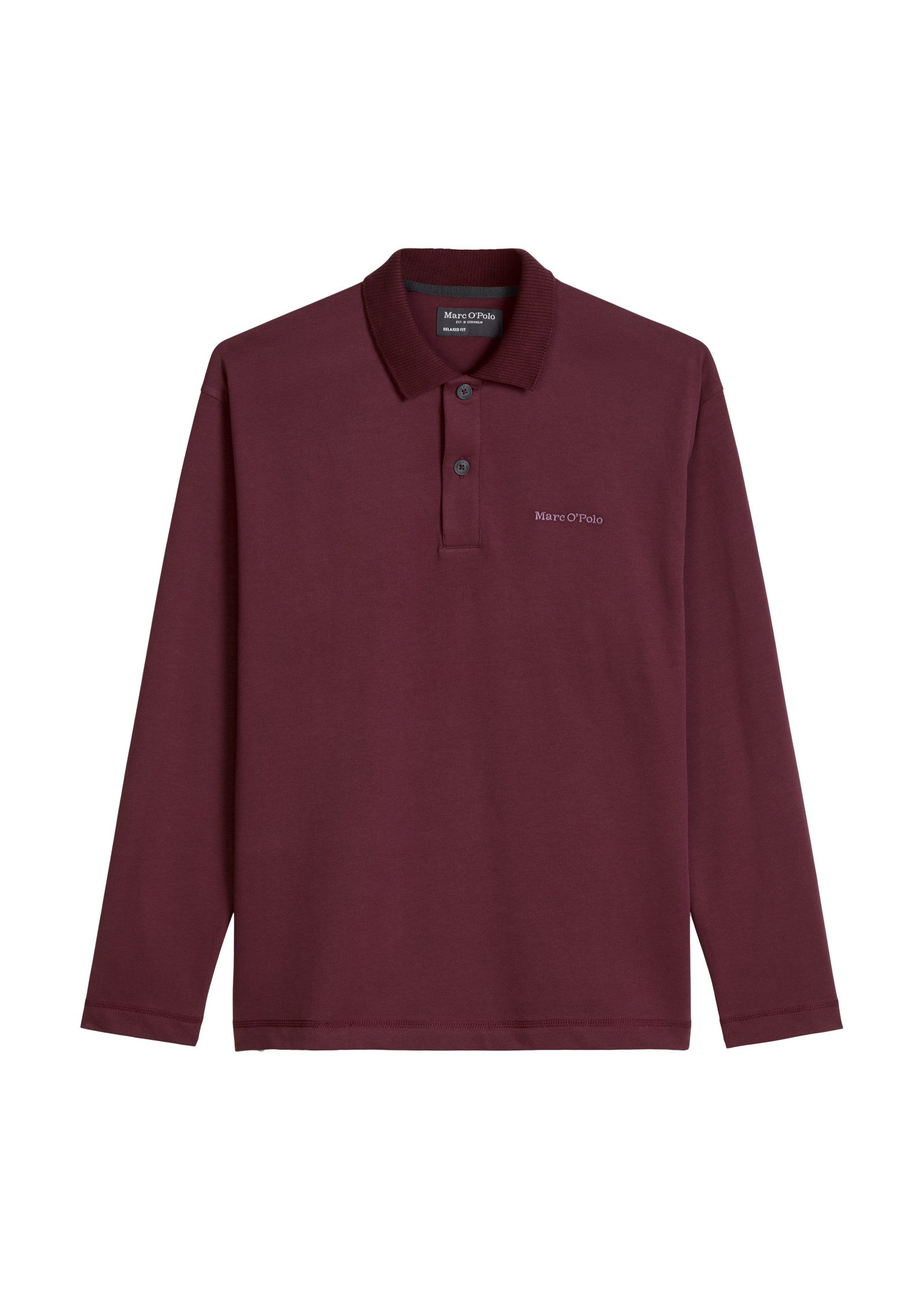 Marc O'Polo Langarm-Poloshirt relaxed aus schwerem Bio-Baumwoll-Jersey