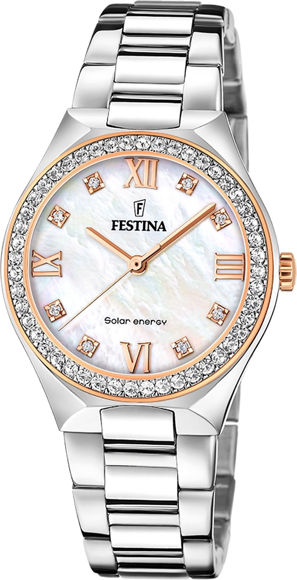 Solaruhr Festina Damenuhr Edelstahl silber