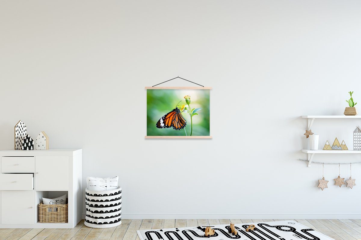 MuchoWow Poster Schmetterling - Blumen - Insekten, (1 St), Posterleiste, Textilposter für Wohnzimmer, Bilderleiste, Magnetisch