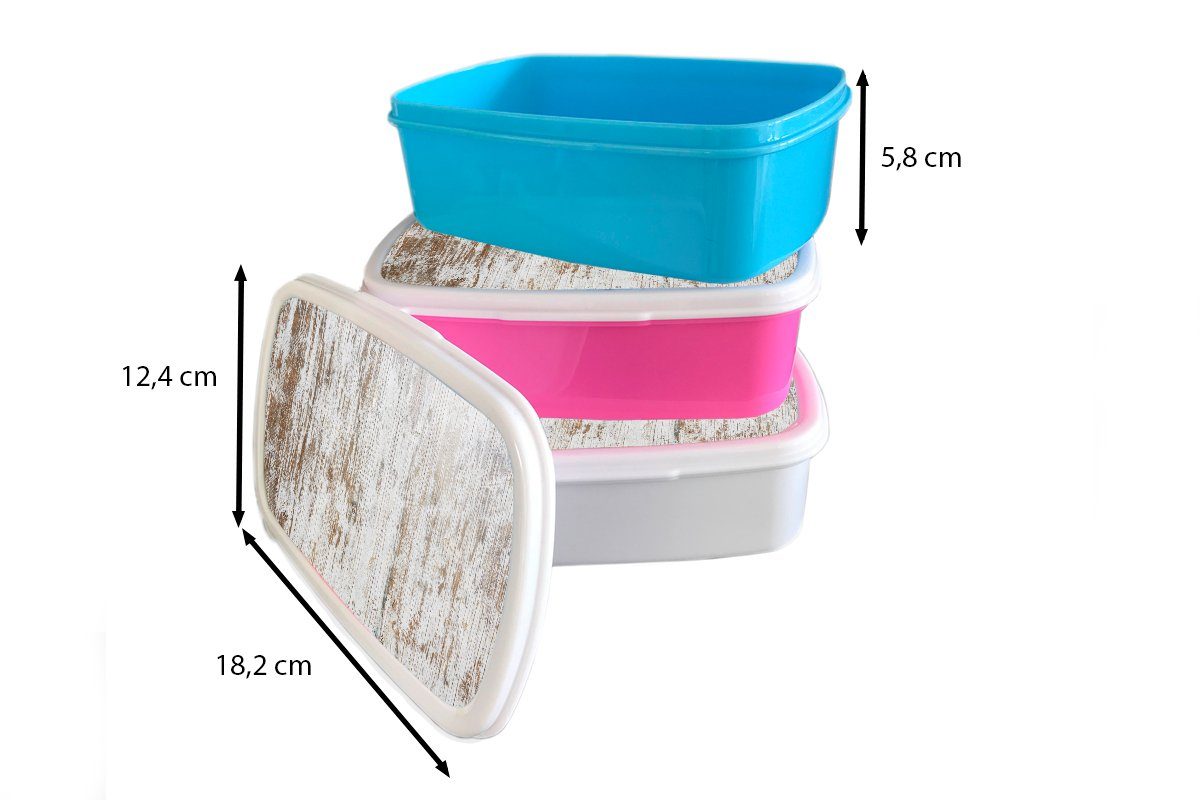(2-tlg), Struktur Lunchbox Brotdose MuchoWow Brotbox Erwachsene, Kunststoff für Kunststoff, Mädchen, rosa Holzbretter, Snackbox, der Kinder,