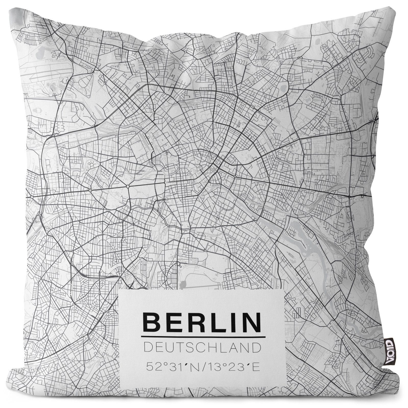 Kissenbezug, VOID (1 Stück), Hauptstadt Karte Stadt-Plan Berliner Bär Deutschland Reichstag