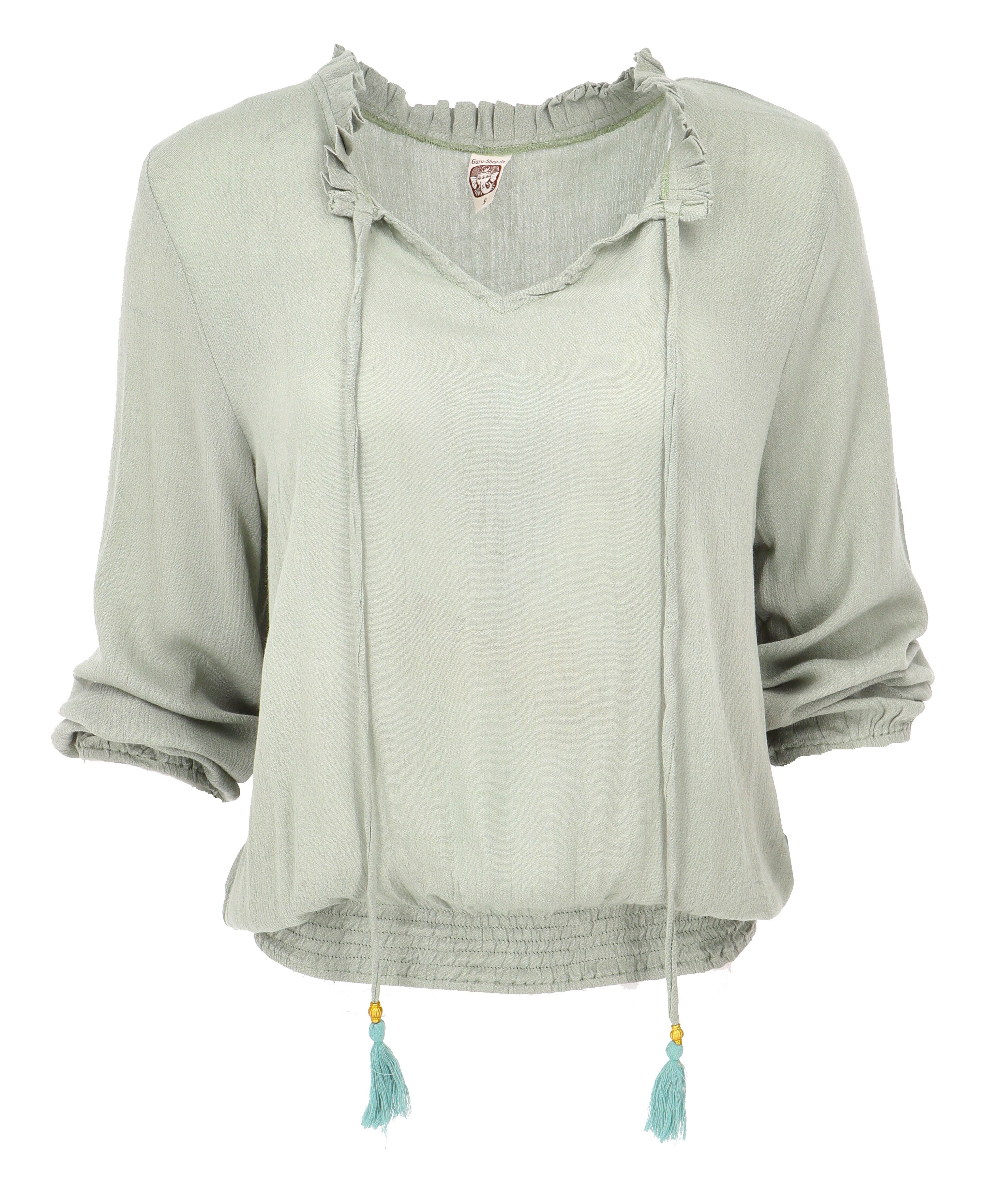 Guru-Shop Longbluse Schlupfpbluse Boho chic, luftige Langarmbluse -.. alter günstig online kaufen