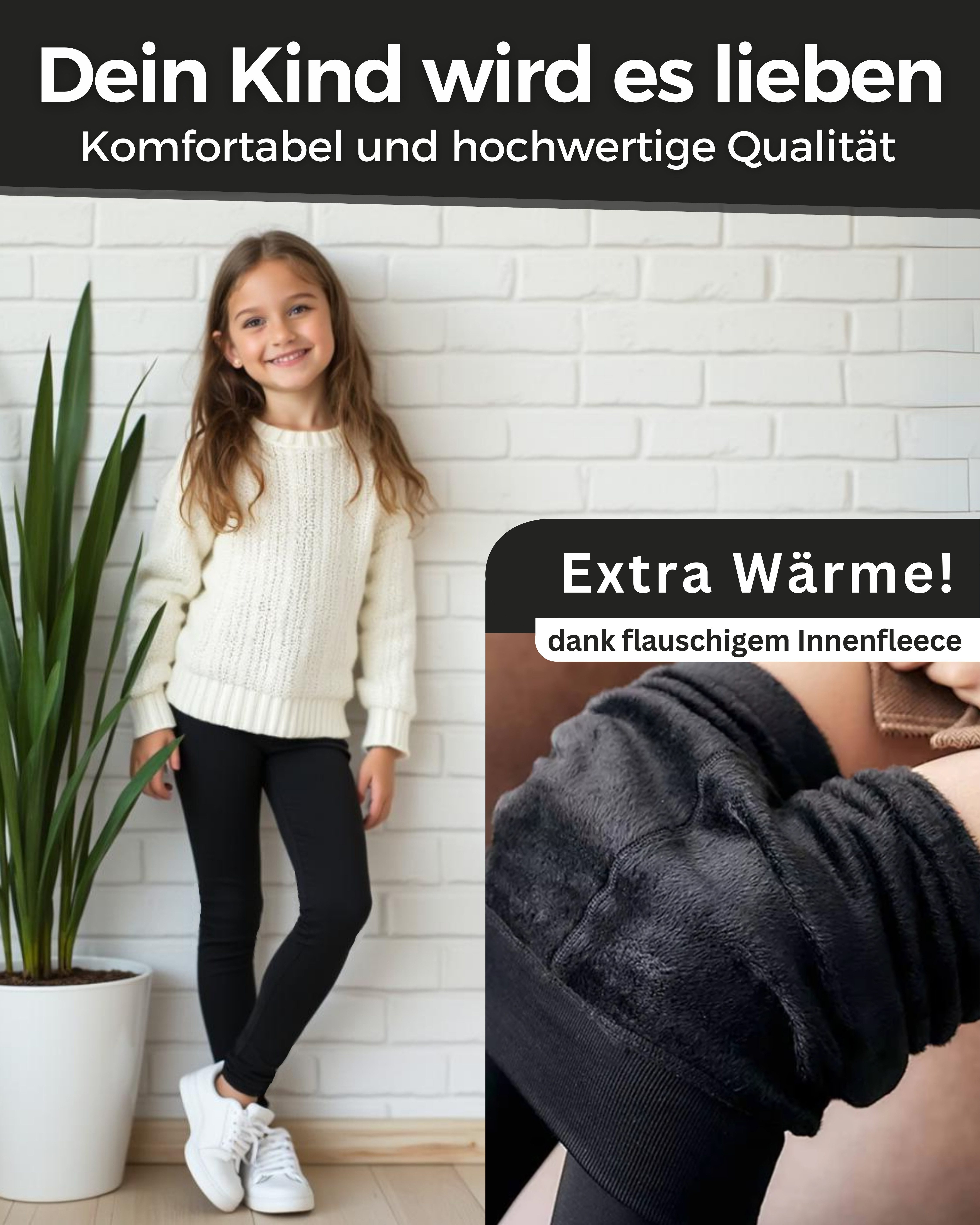 MEDOLY Thermoleggings für Kinder (2er-Pack) mit flauschigem Innenfleece - für Mädchen & Jungen