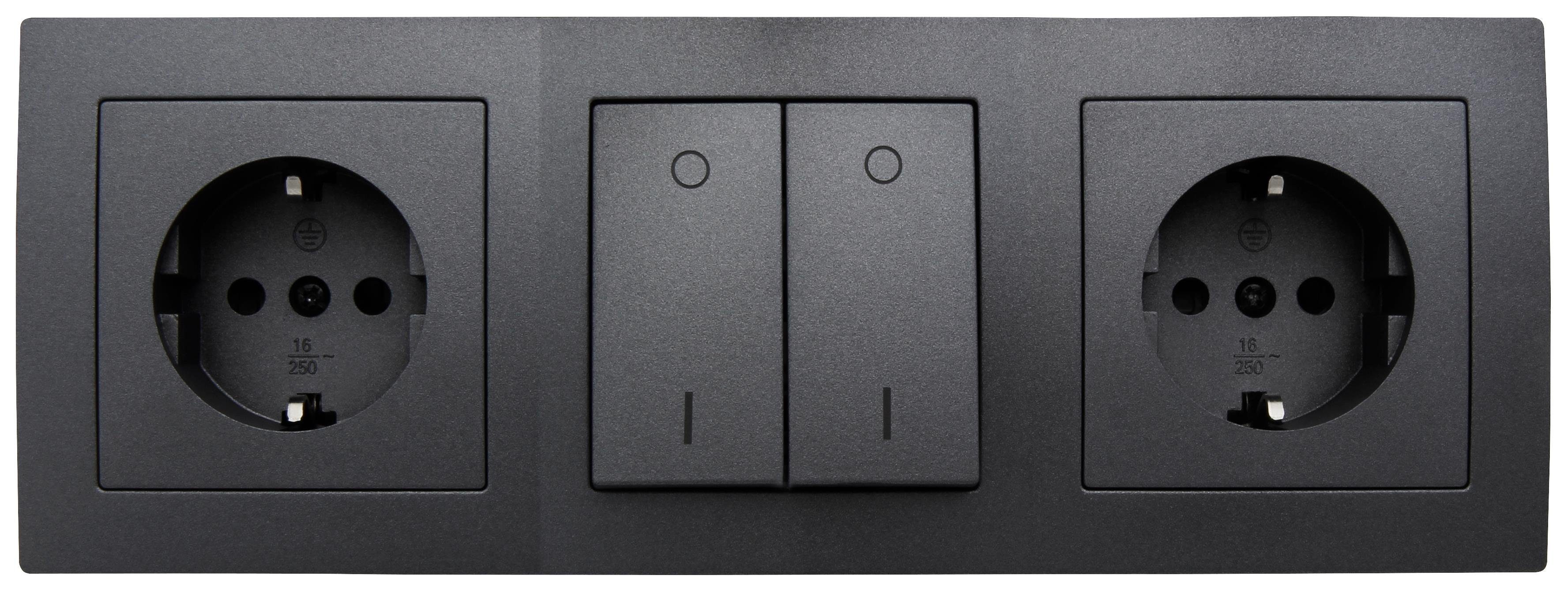 McPower Steckdosenblock McPower ''Flair'' anthrazit, 2-fach Schutzkontakt + Mehrfachsteckdose