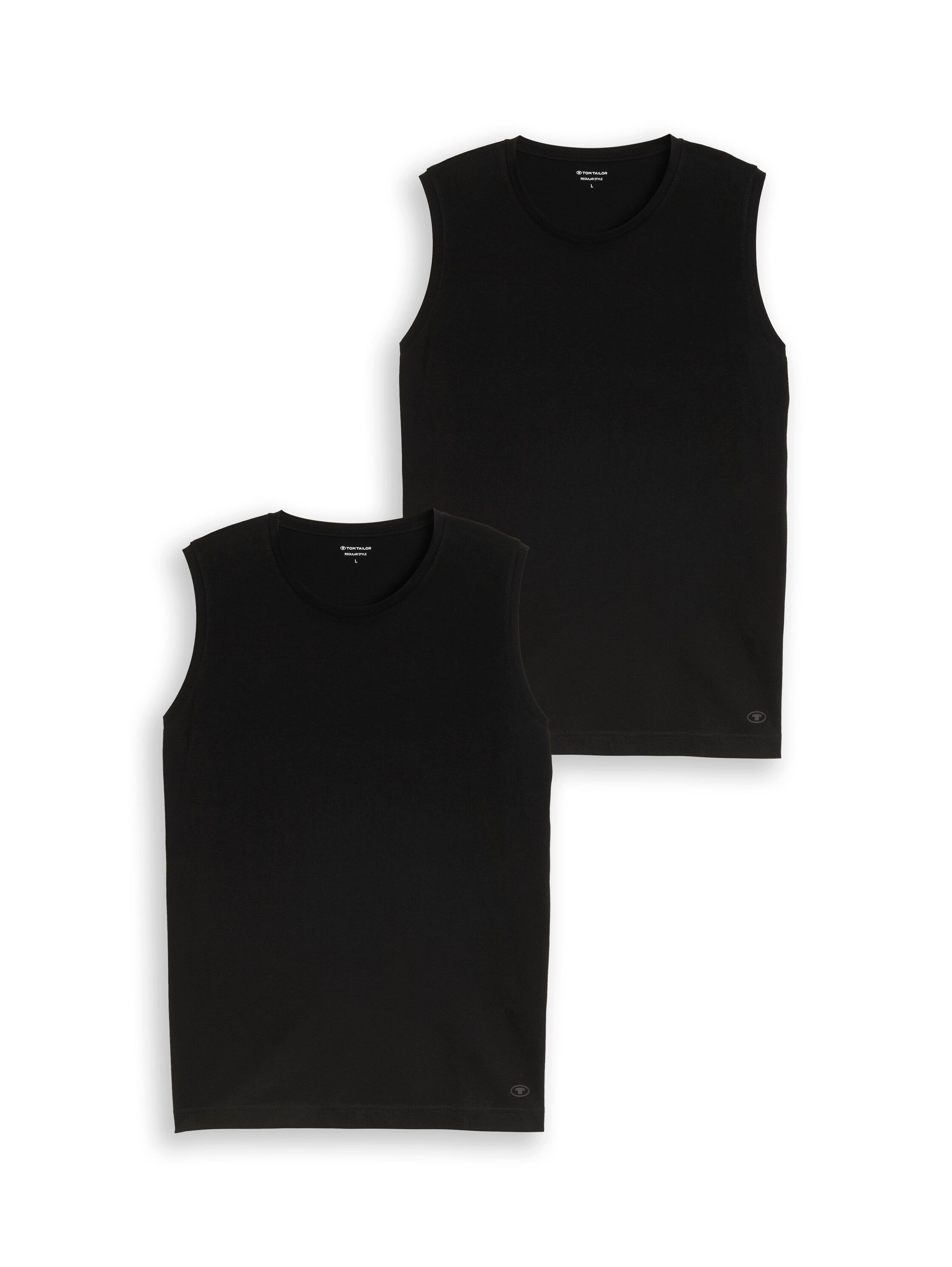 TOM TAILOR (2-tlg) 2er Pack Shirts mit Rundhals und ohne Ärmel
