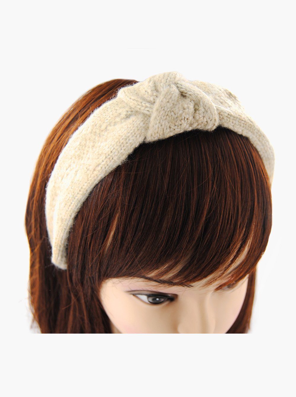 Vintage Haarreif Beige Stirnband in Haarreifen Haarreif Strickoptik Breiter Damen Knoten Haarreif mit Haarband Gestricktes, axy und