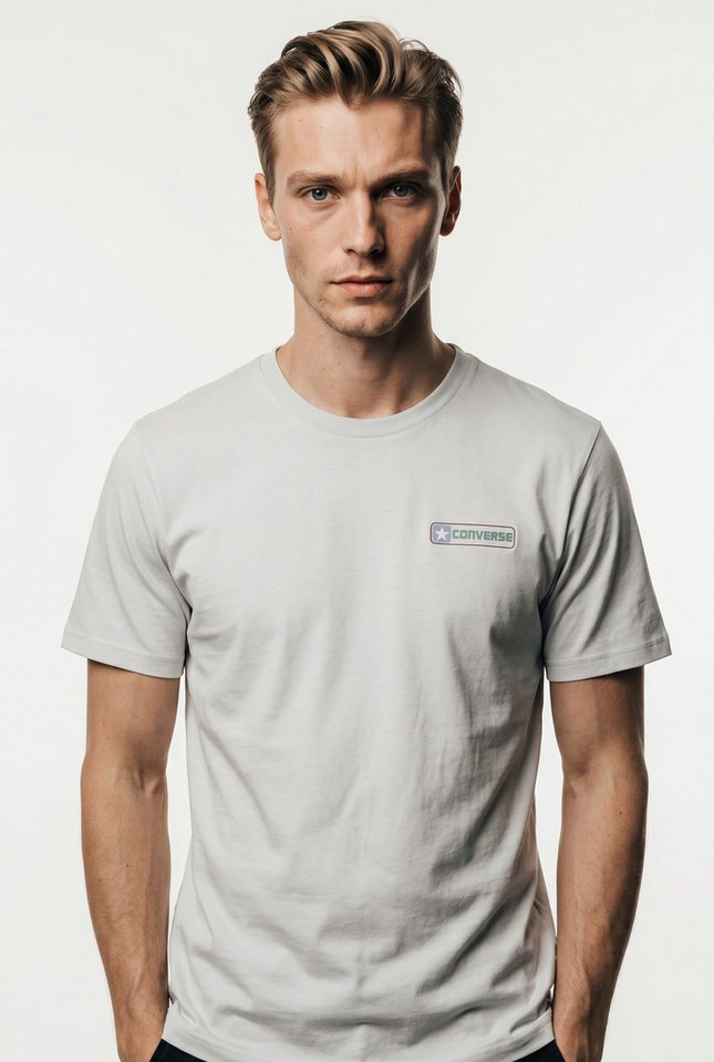 Converse T-Shirt MEN'S CONVERSE LOGO T-SHIRT unifarbenes Design, Kurzarm, mit eingesetzten Ärmeln, aus Baumwolle