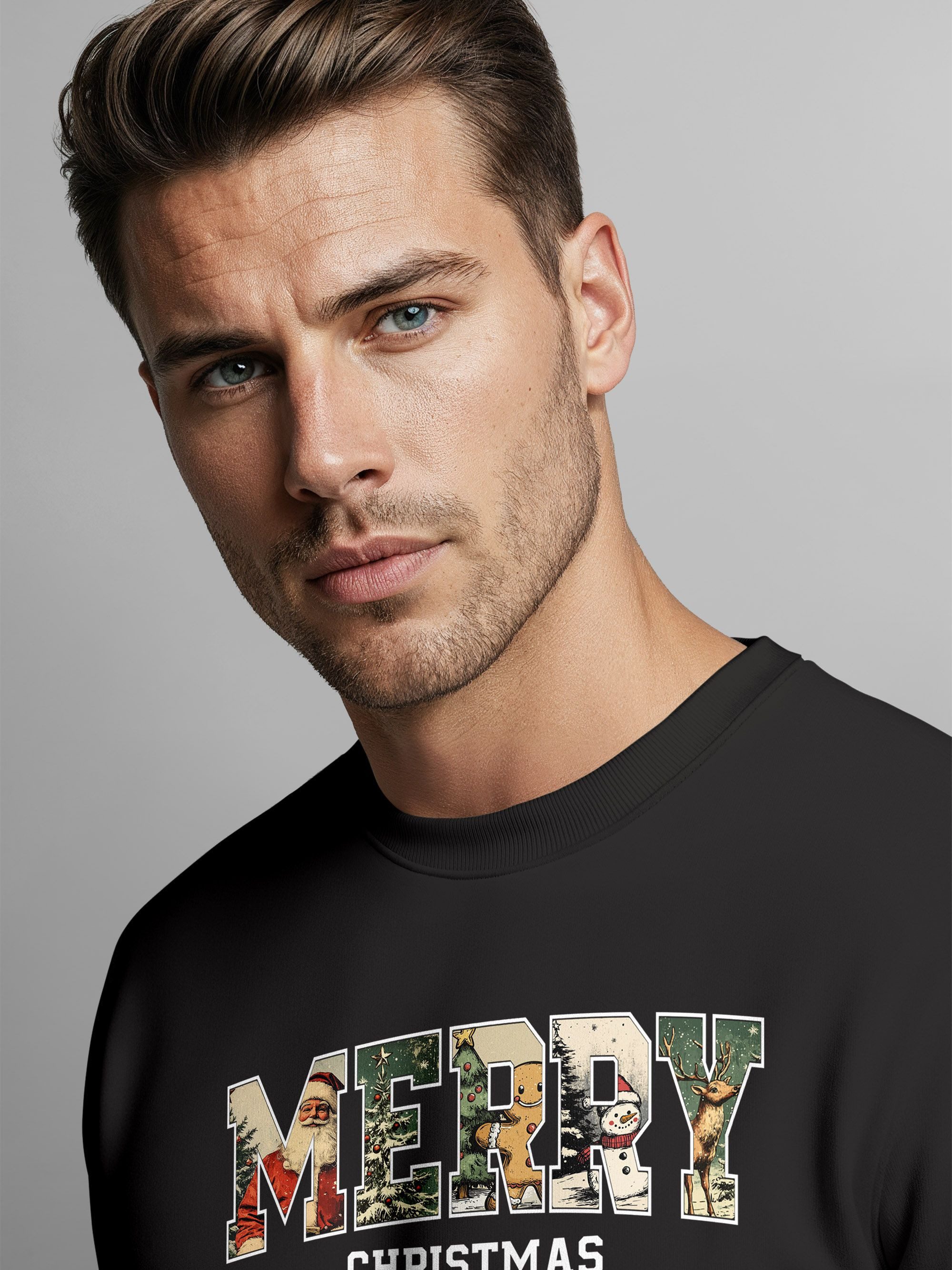 Neverless Sweatshirt Sweatshirt Herren Merry Christmas Weihnachstpullover College Style