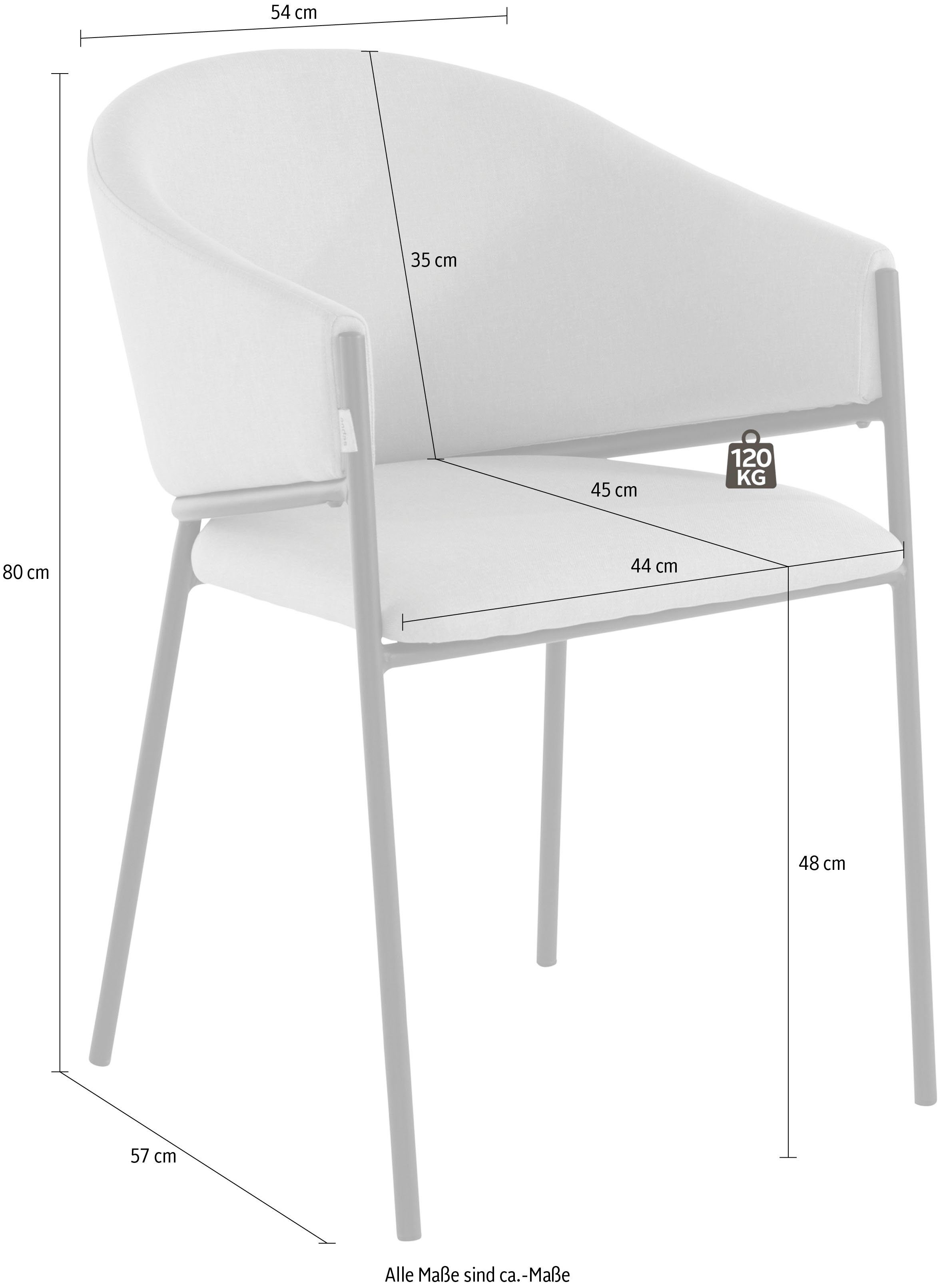 andas Armlehnstuhl St), Set, (2 2er mit 48 Sitzhöhe Jorun schwarzen cm im Metallbeinen