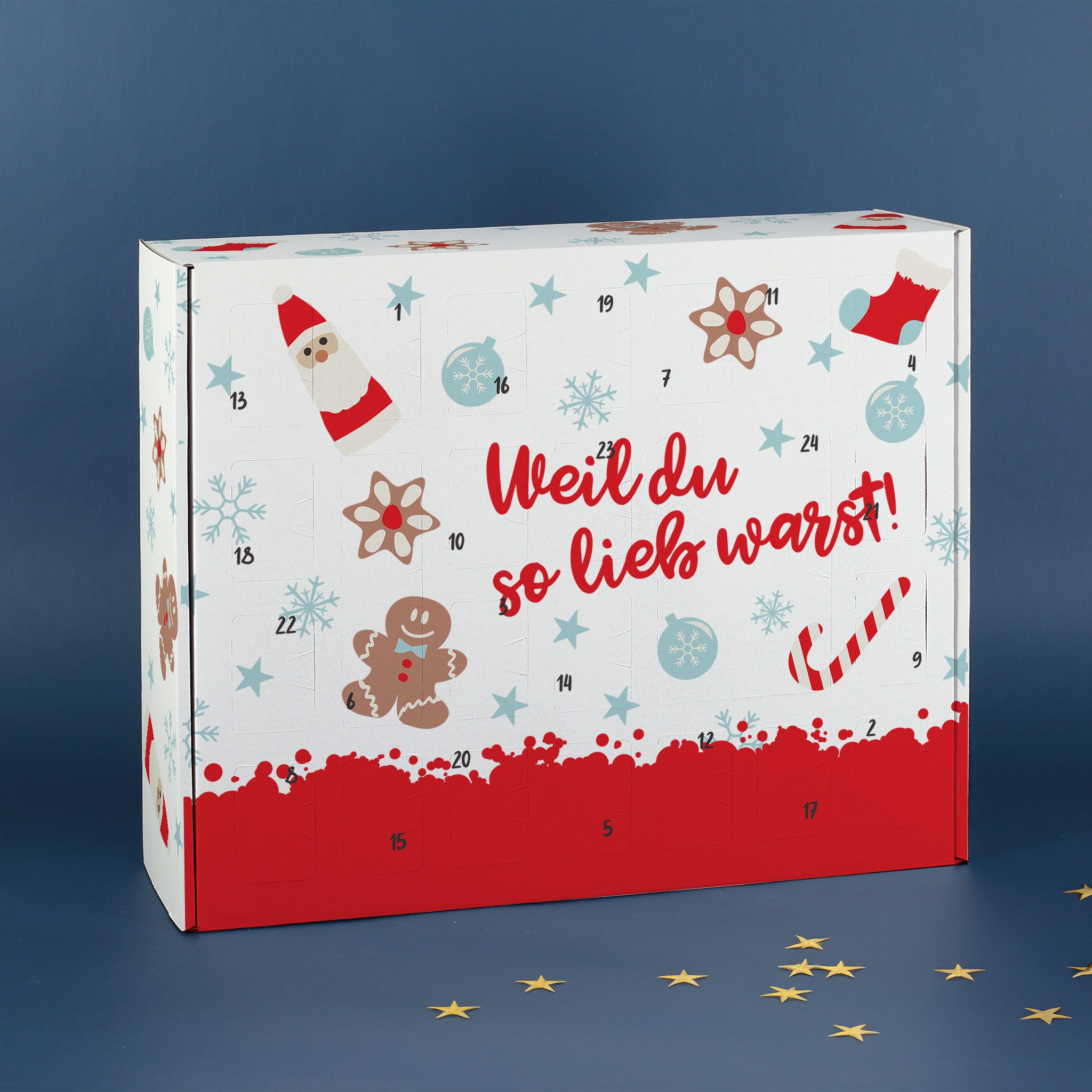 Herz & Heim befüllbarer Adventskalender mit festlichen Motiven zu Weihnachten - DIY Adventskalender, zum selbst Befüllen, aus stabiler Pappe – Bild 3 von 5