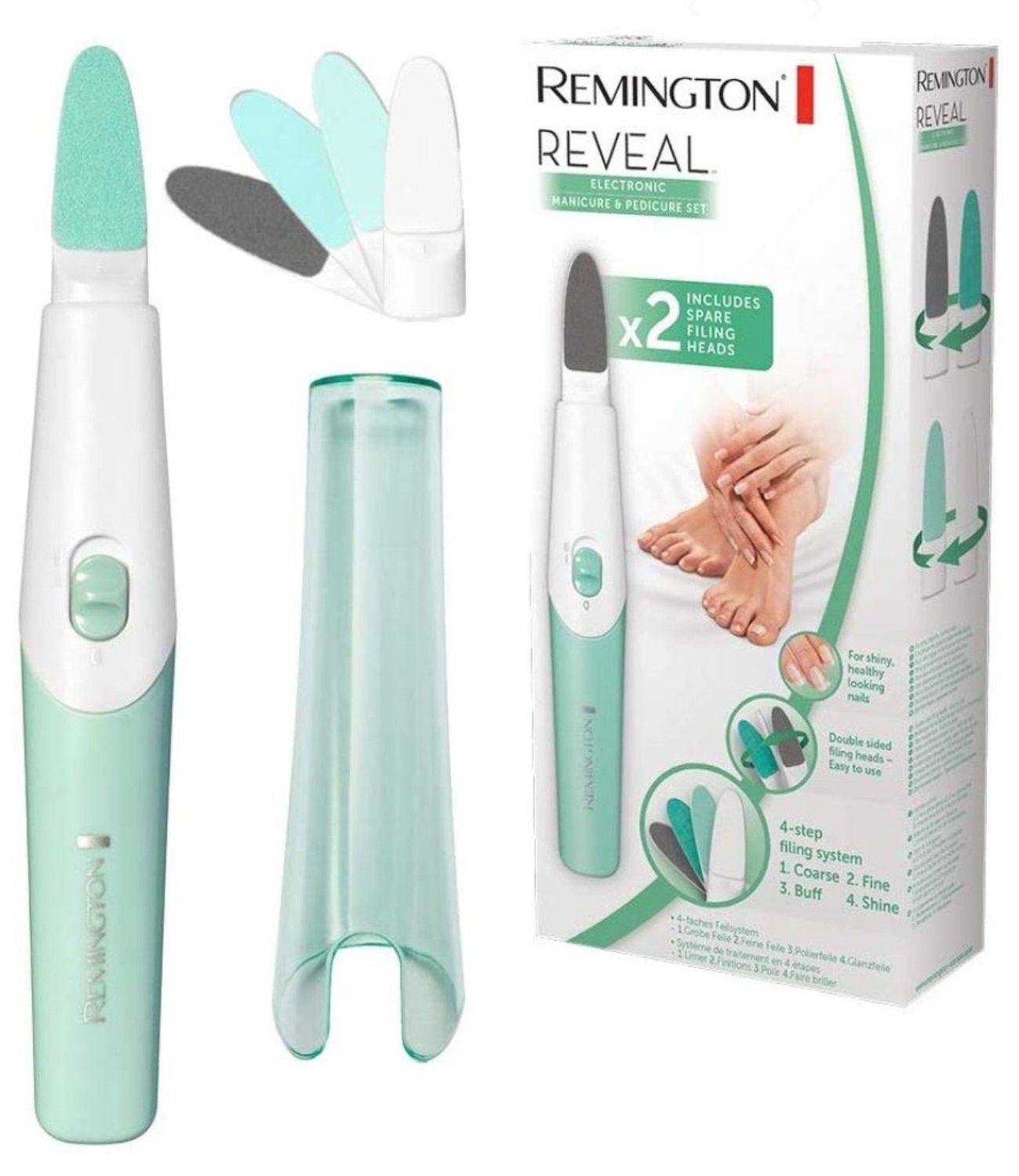 elektrisch Pediküre + Set Aufsätze Remington Maniküre-Pediküre-Set Maniküre Nagel-Pflege Feile, Reveal